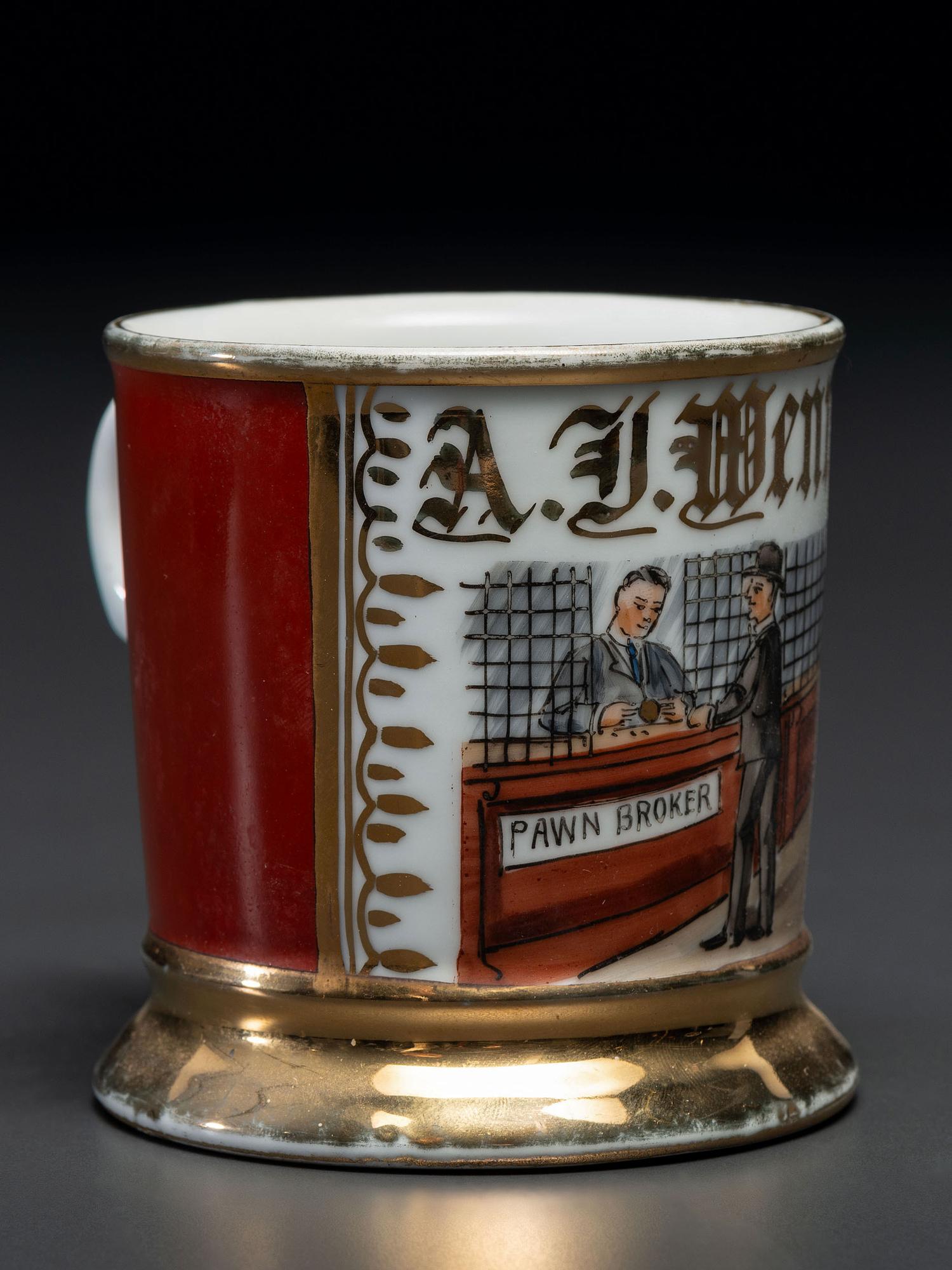 A Pawnbroker's Porcelain Occupational Shaving Mug