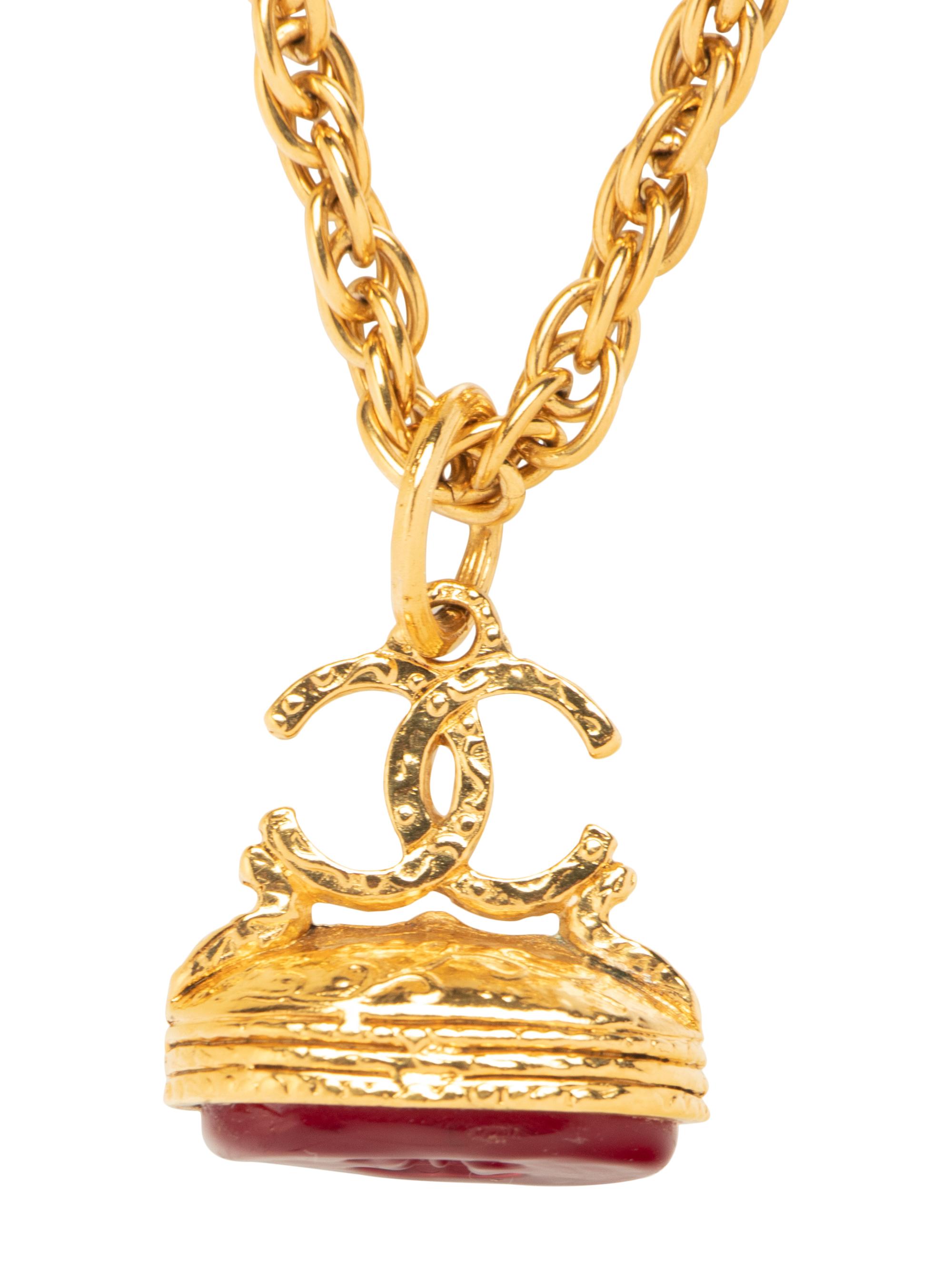 Chanel Chain Necklace With Logo Pendent, 1990s