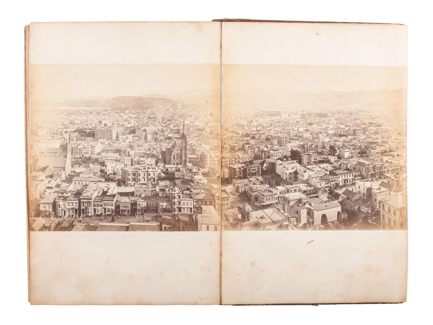 [WESTERN AMERICANA]. MUYBRIDGE, Eadweard (1830-1904), photographer. Panorama of San Francisco from California St. Hill . 1877. 11-panel albumen photograph panorama.