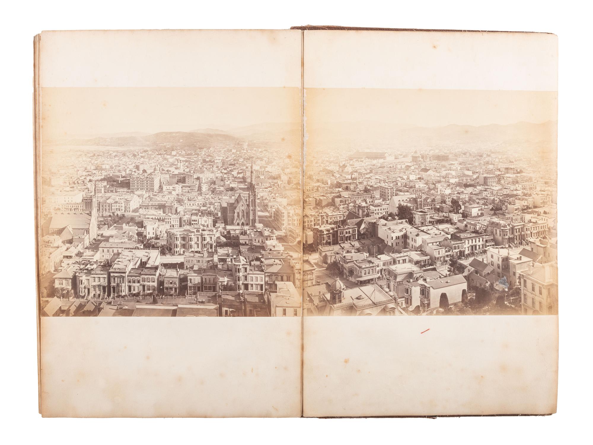 [WESTERN AMERICANA]. MUYBRIDGE, Eadweard (1830-1904), photographer. Panorama of San Francisco from California St. Hill . 1877. 11-panel albumen photograph panorama.