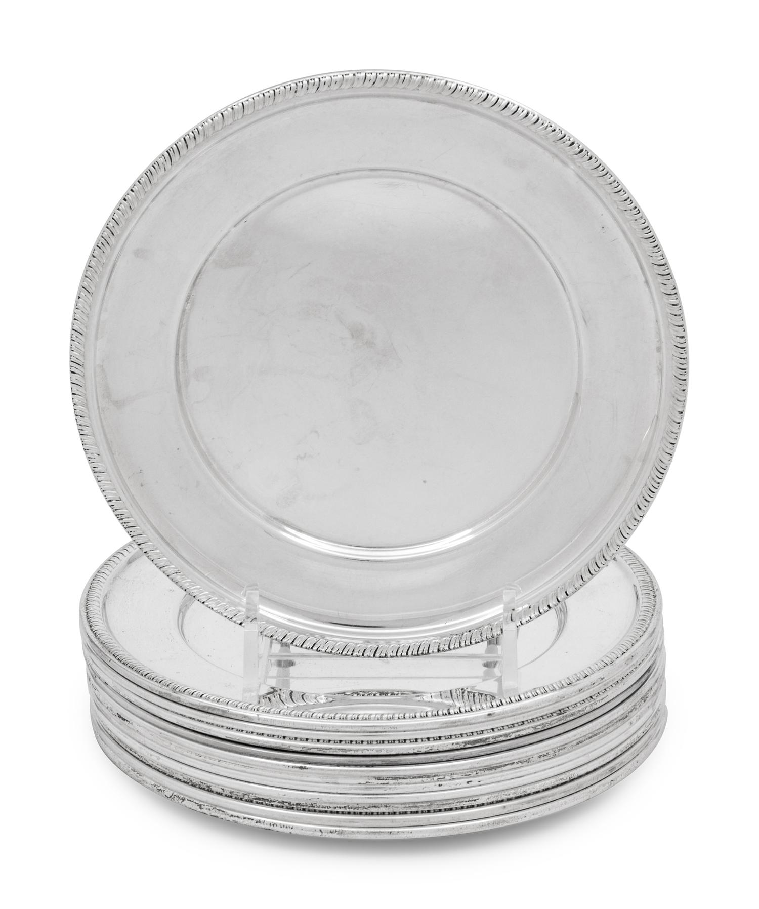 A Set of Twelve American Silver Bread Plates