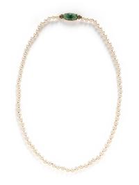 CULTURED PEARL, JADE, AND DIAMOND NECKLACE
