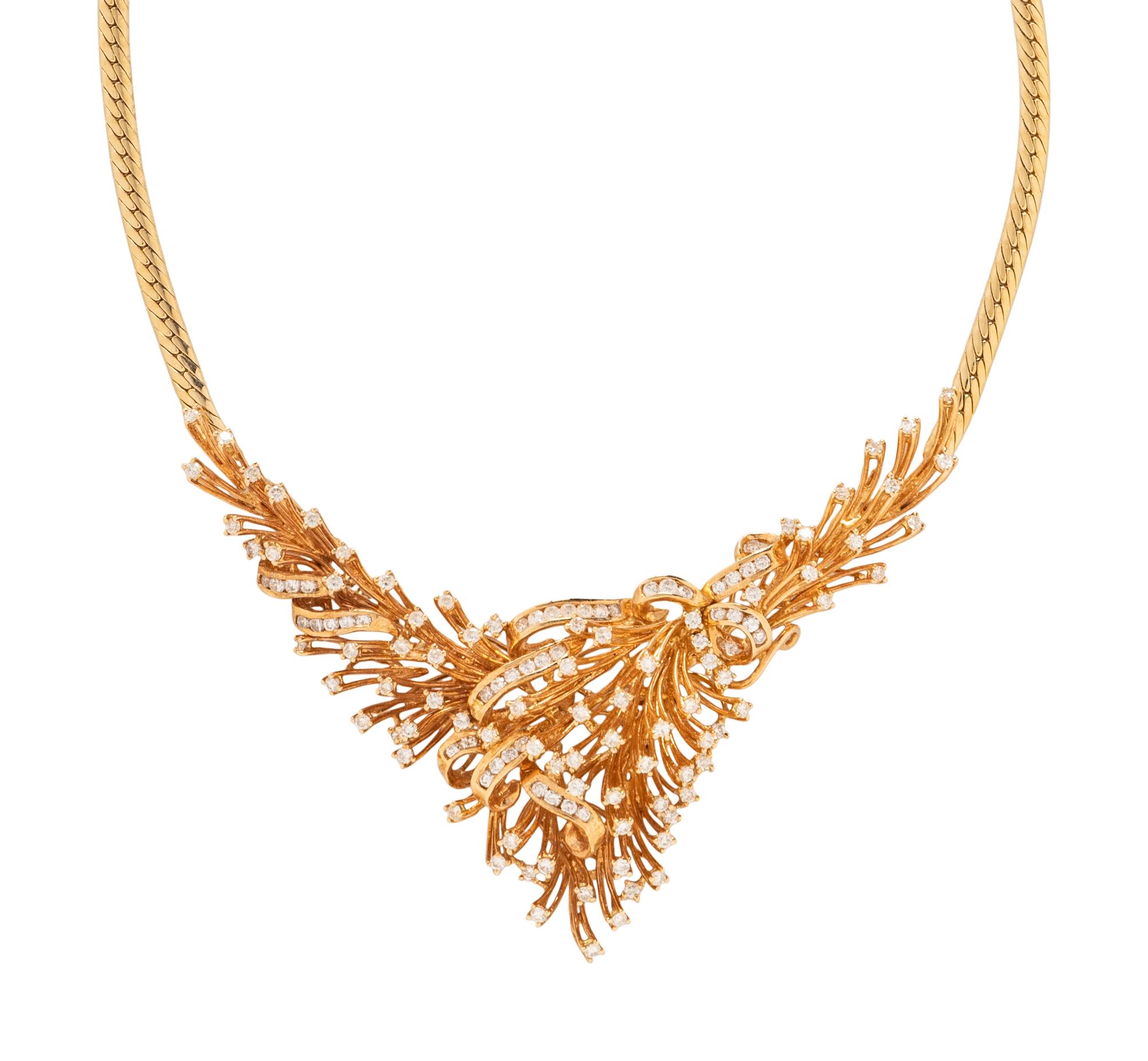 YELLOW GOLD AND DIAMOND SPRAY NECKLACE