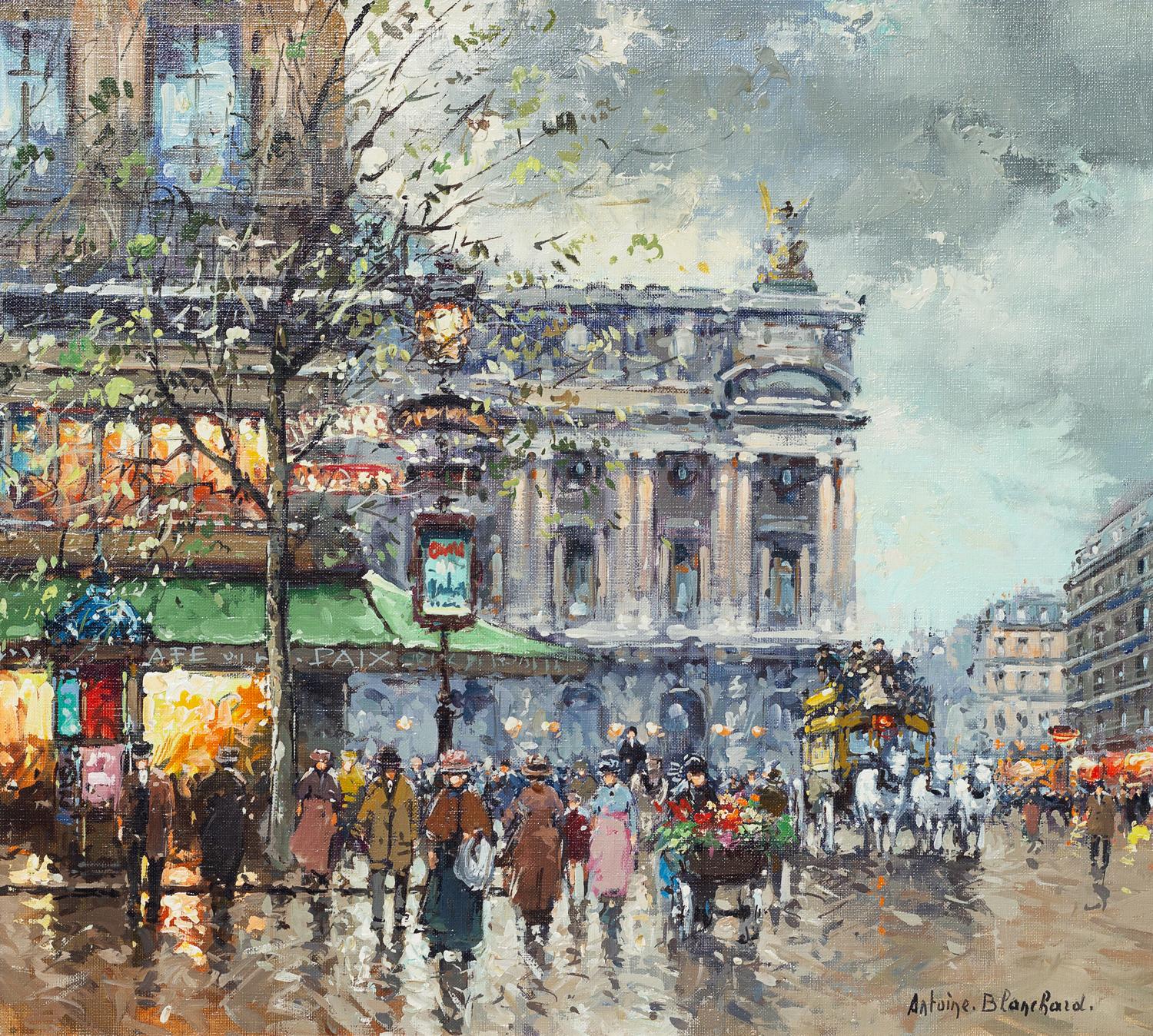 Antoine Blanchard, (French, 1910-1988), Place de l'Opéra, Café de la Paix