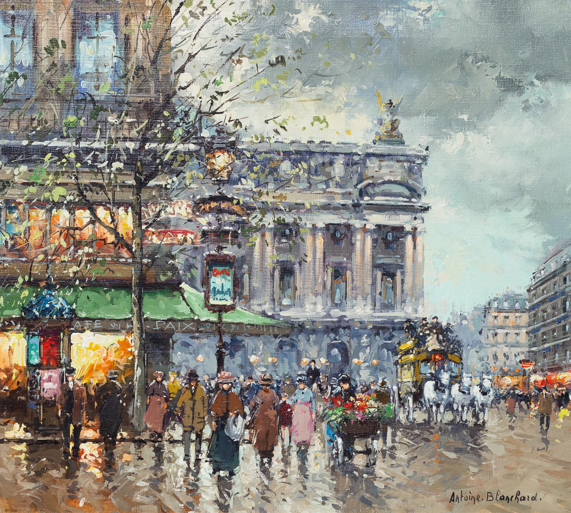 Antoine Blanchard, (French, 1910-1988), Place de l'Opéra, Café de la Paix