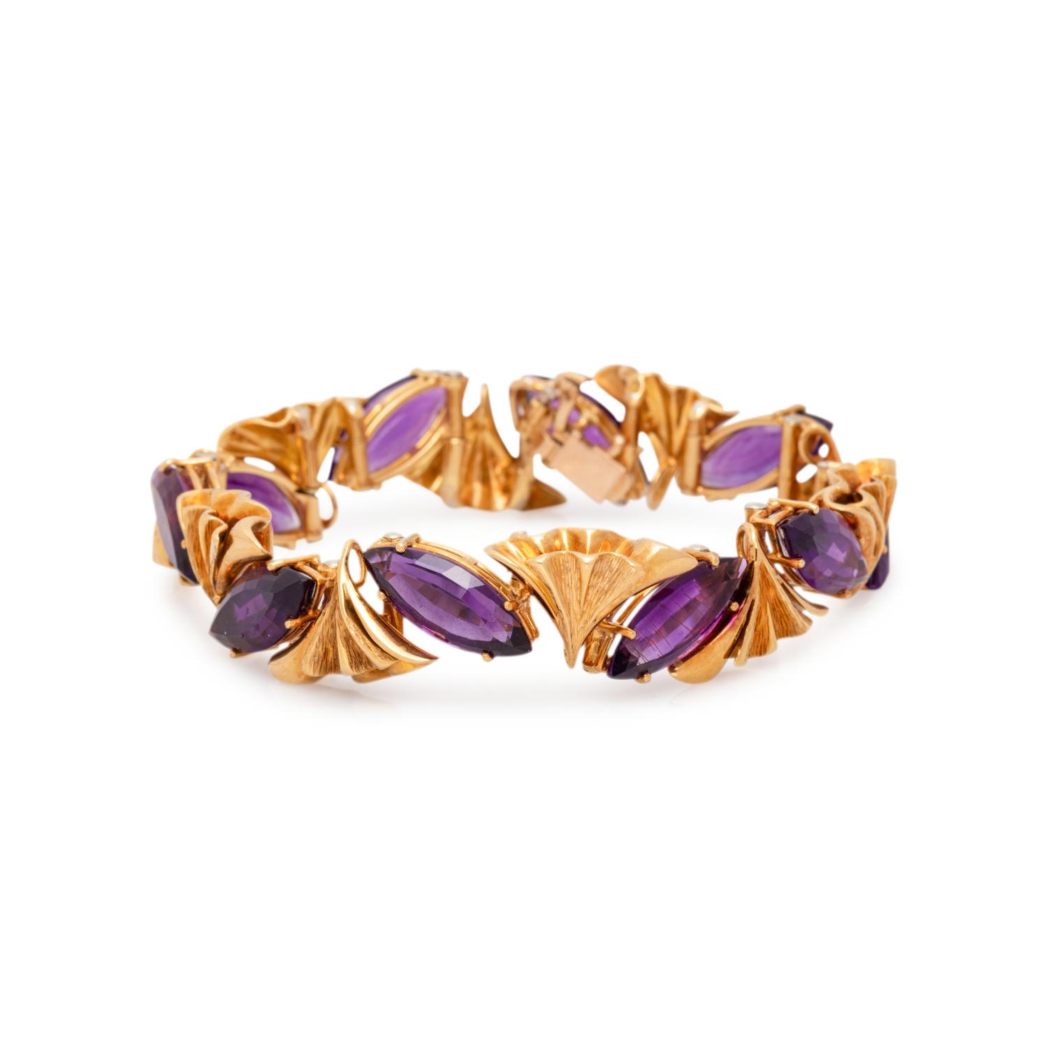 YELLOW GOLD AND AMETHYST BRACELET