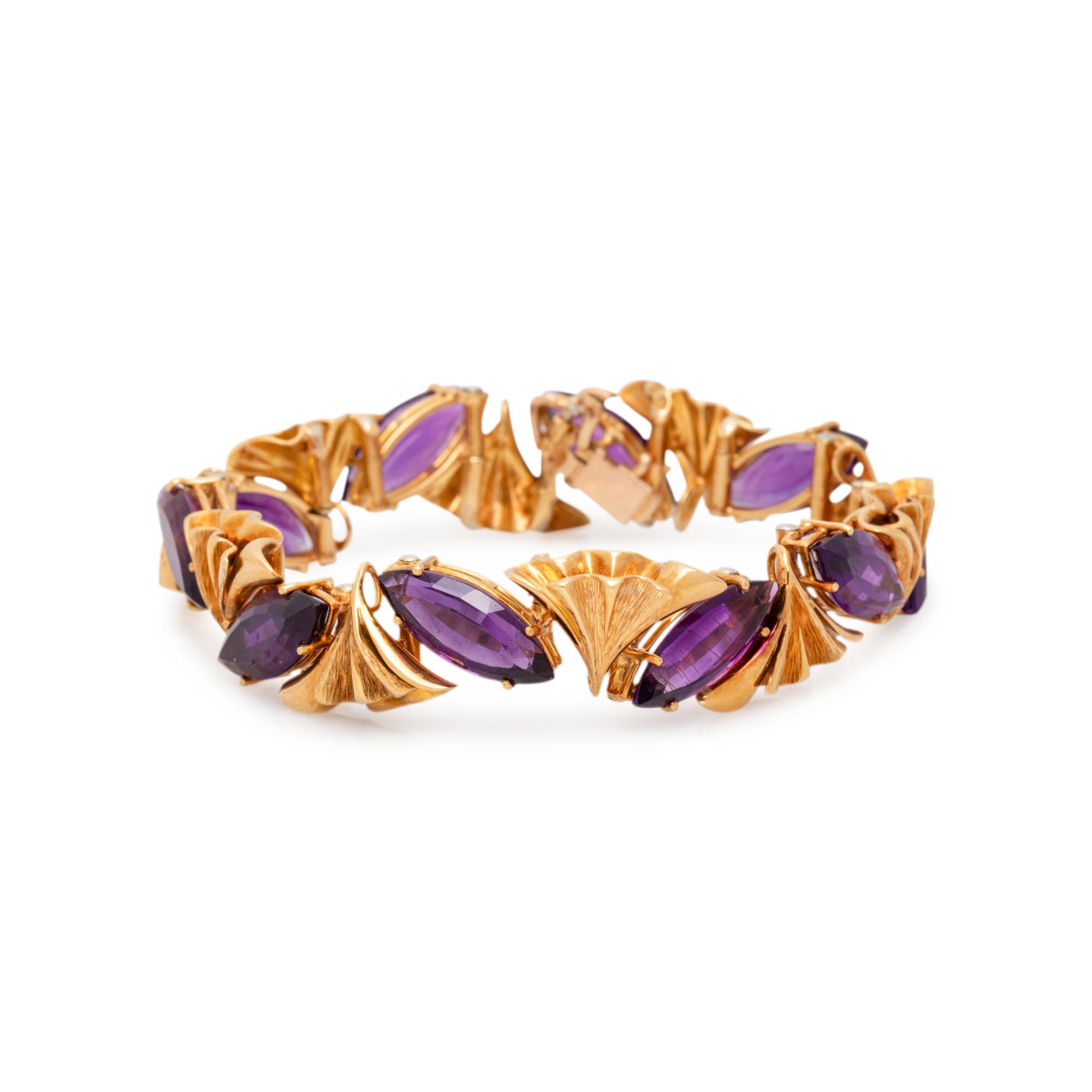 YELLOW GOLD AND AMETHYST BRACELET