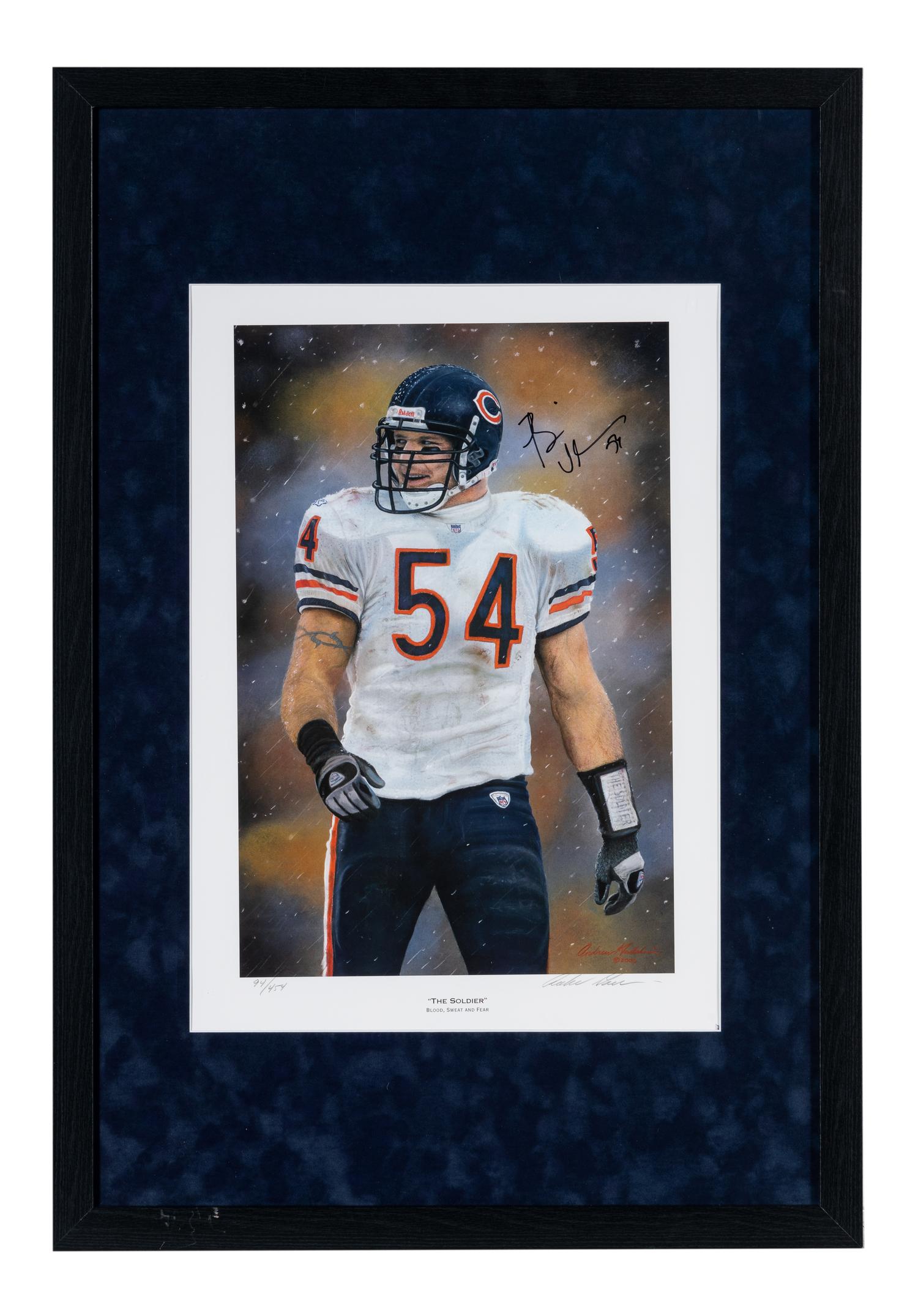 A Brian Urlacher Custom Framed Signed Autograph Lithograph
