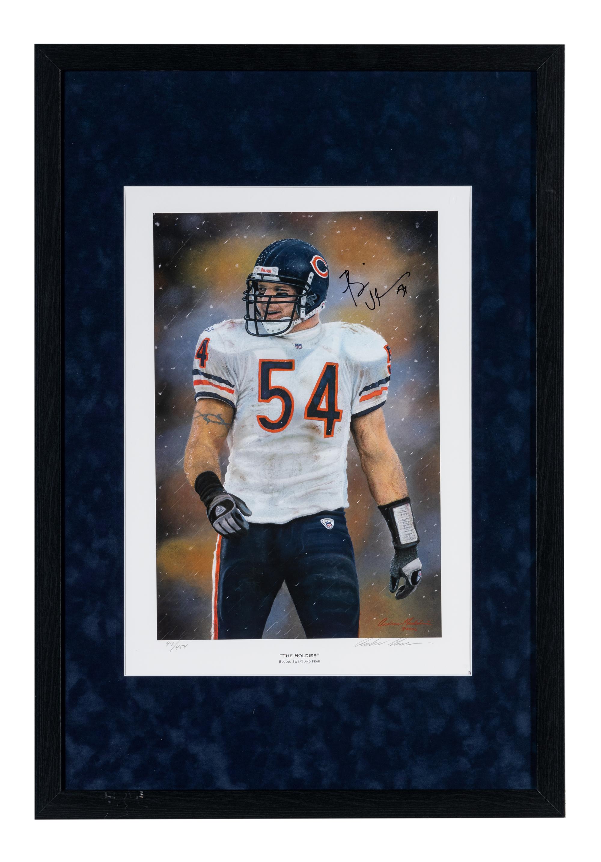 A Brian Urlacher Custom Framed Signed Autograph Lithograph