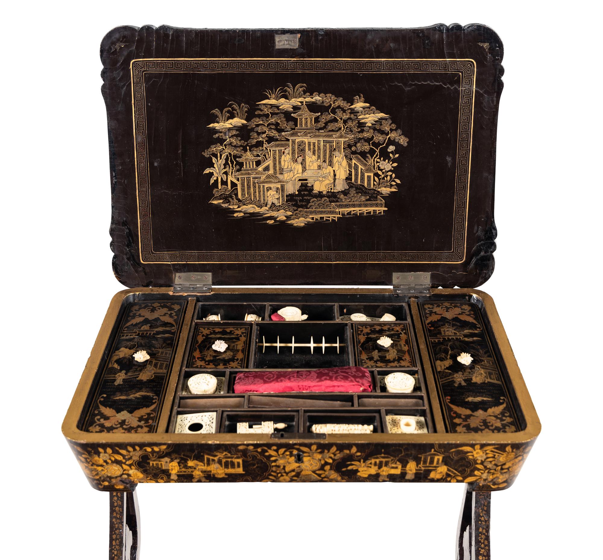A Chinese Export Lacquer Work Table