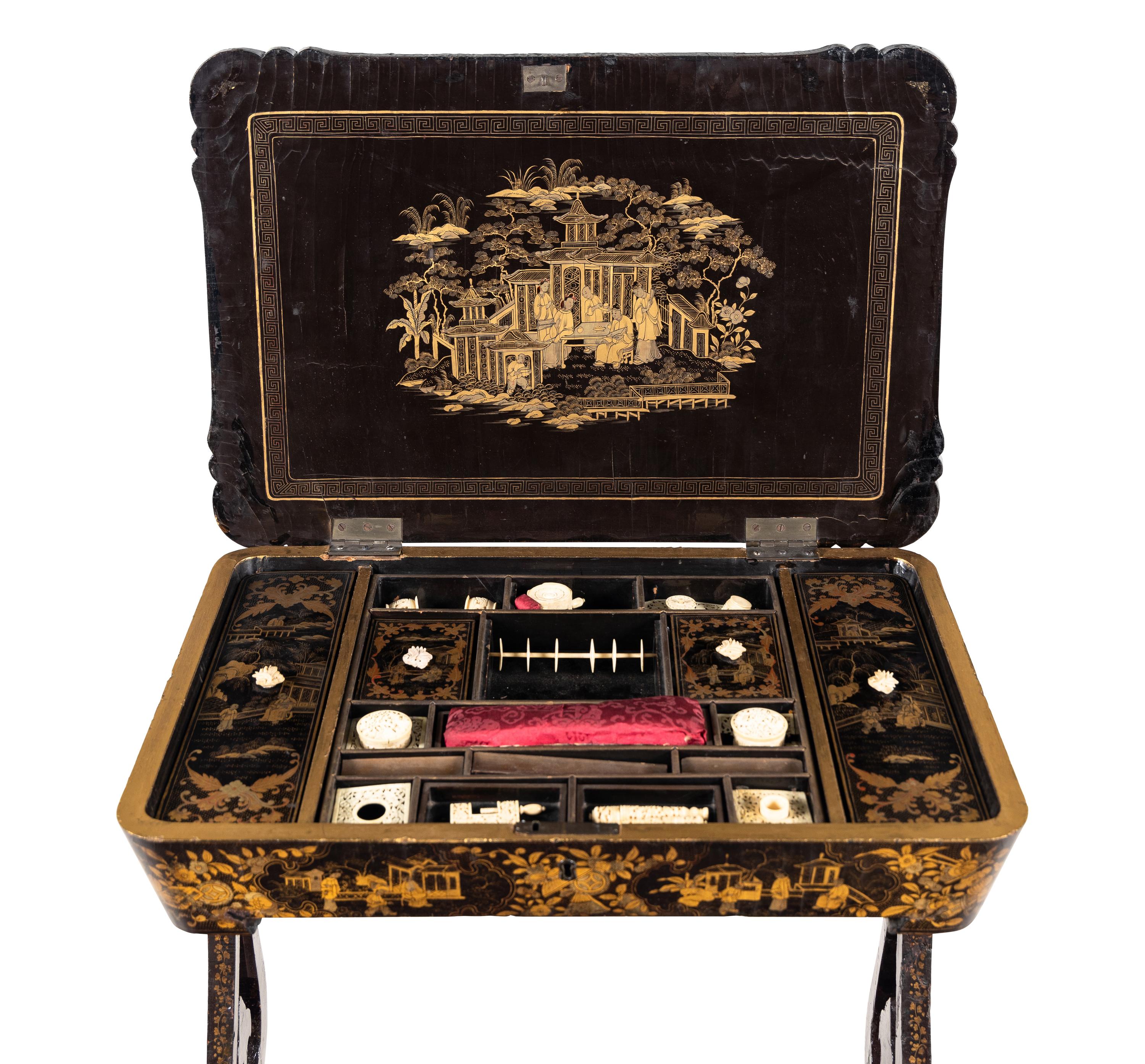 A Chinese Export Lacquer Work Table