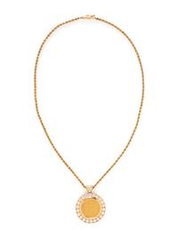YELLOW GOLD AND DIAMOND COIN PENDANT NECKLACE
