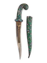 A Mughal Style Enameled Dagger