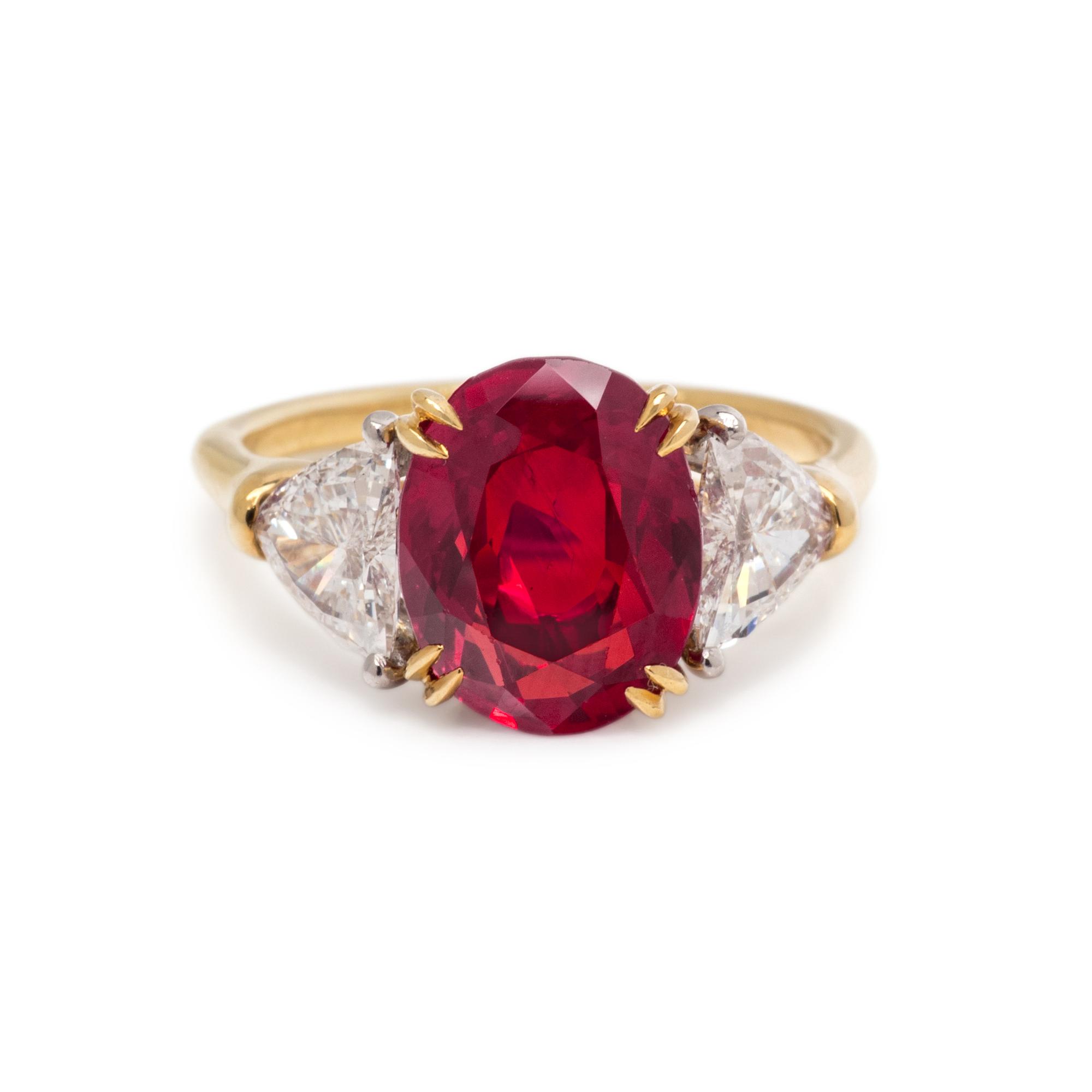 AN IMPORTANT BURMESE RUBY AND DIAMOND RING