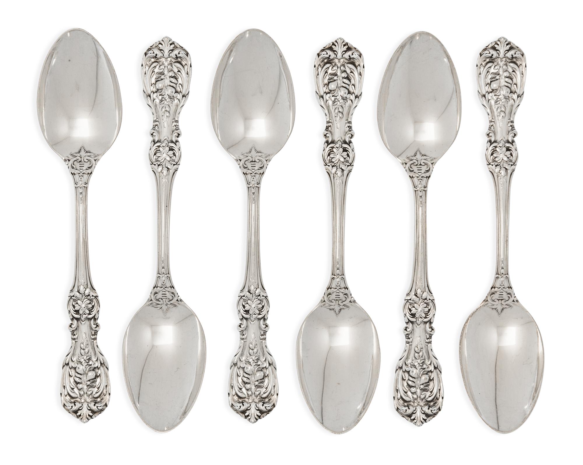 A Group of Silver Flatware, Primarily American, Various Makers, comprising two serving spoons, Reed and Barton, Taunton, MA, with scrip