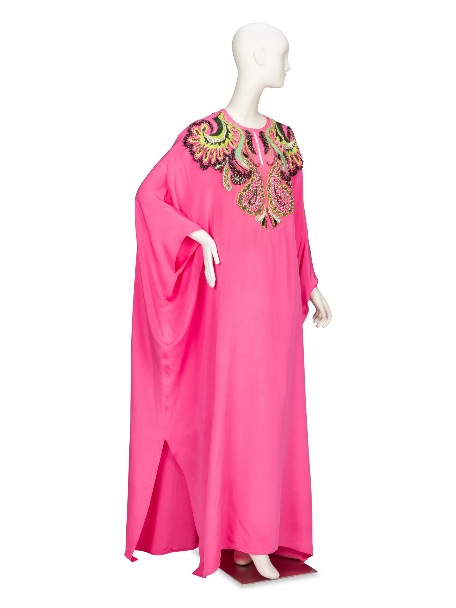 EMILIO PUCCI, PINK HEAVILY EMBELLISHED KAFTAN