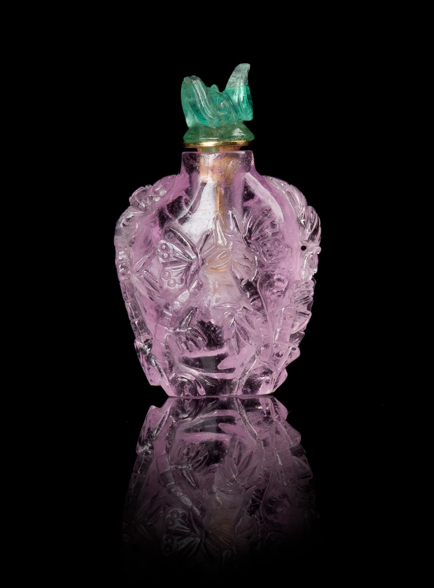 A Small Tourmaline Snuff Bottle Height 1 1/4 iches.