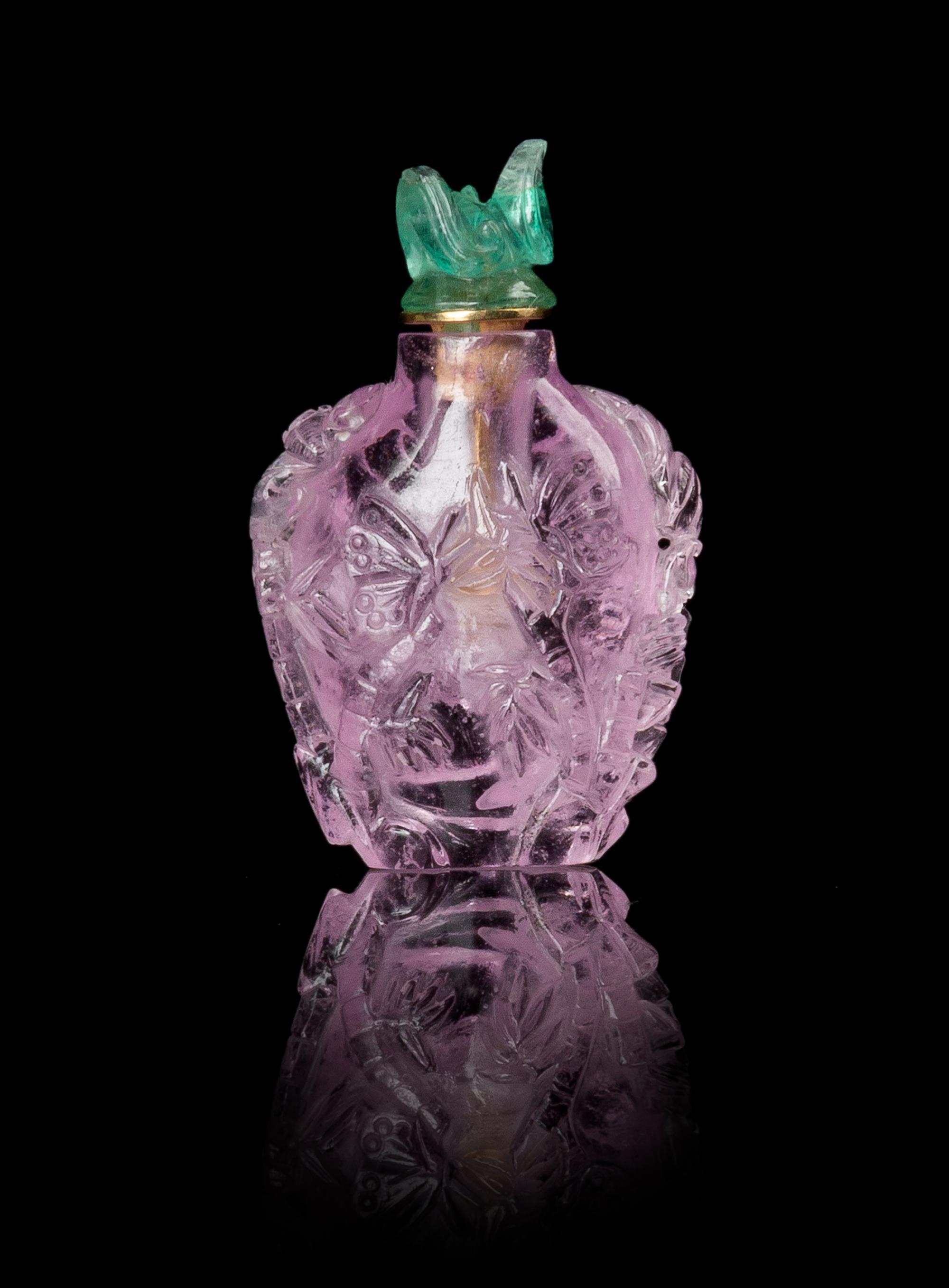 A Small Tourmaline Snuff Bottle Height 1 1/4 iches.