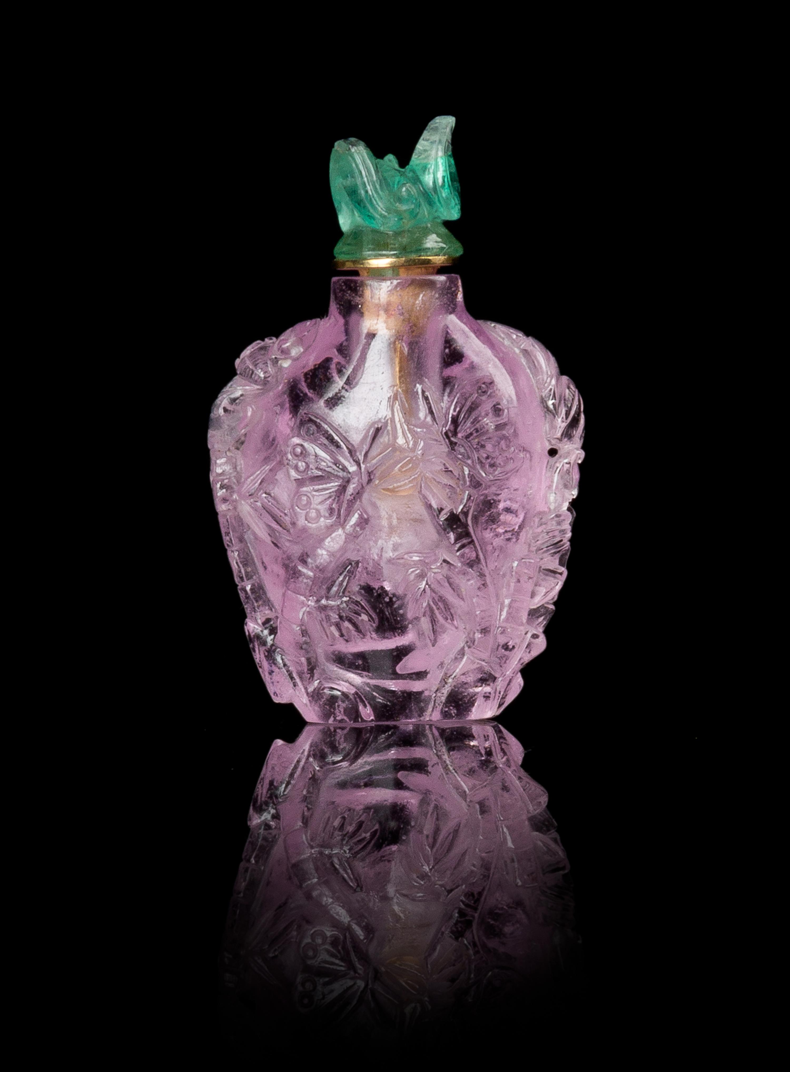 A Small Tourmaline Snuff Bottle Height 1 1/4 iches.