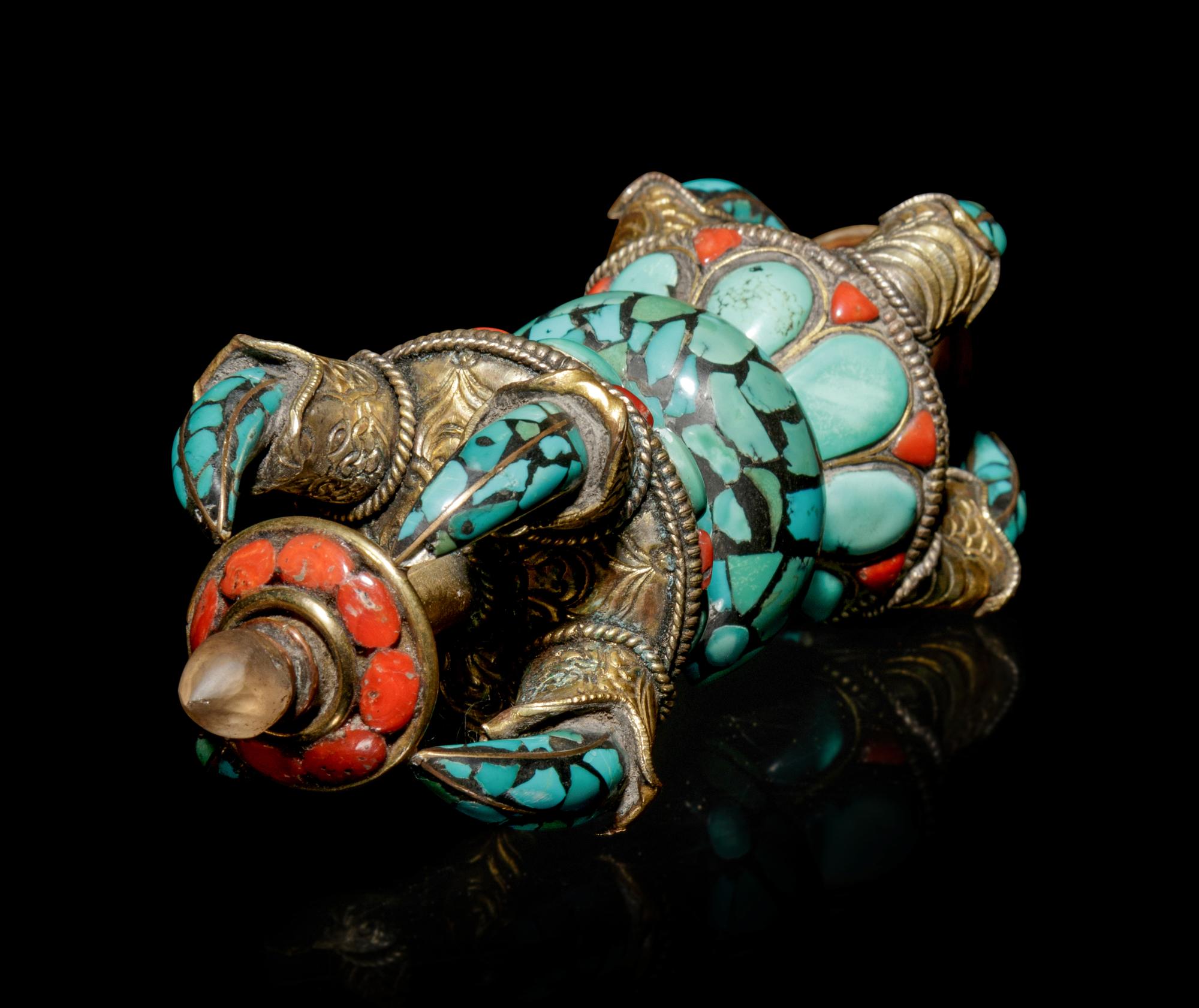 A Tibetan Turquoise and Coral Vajra
