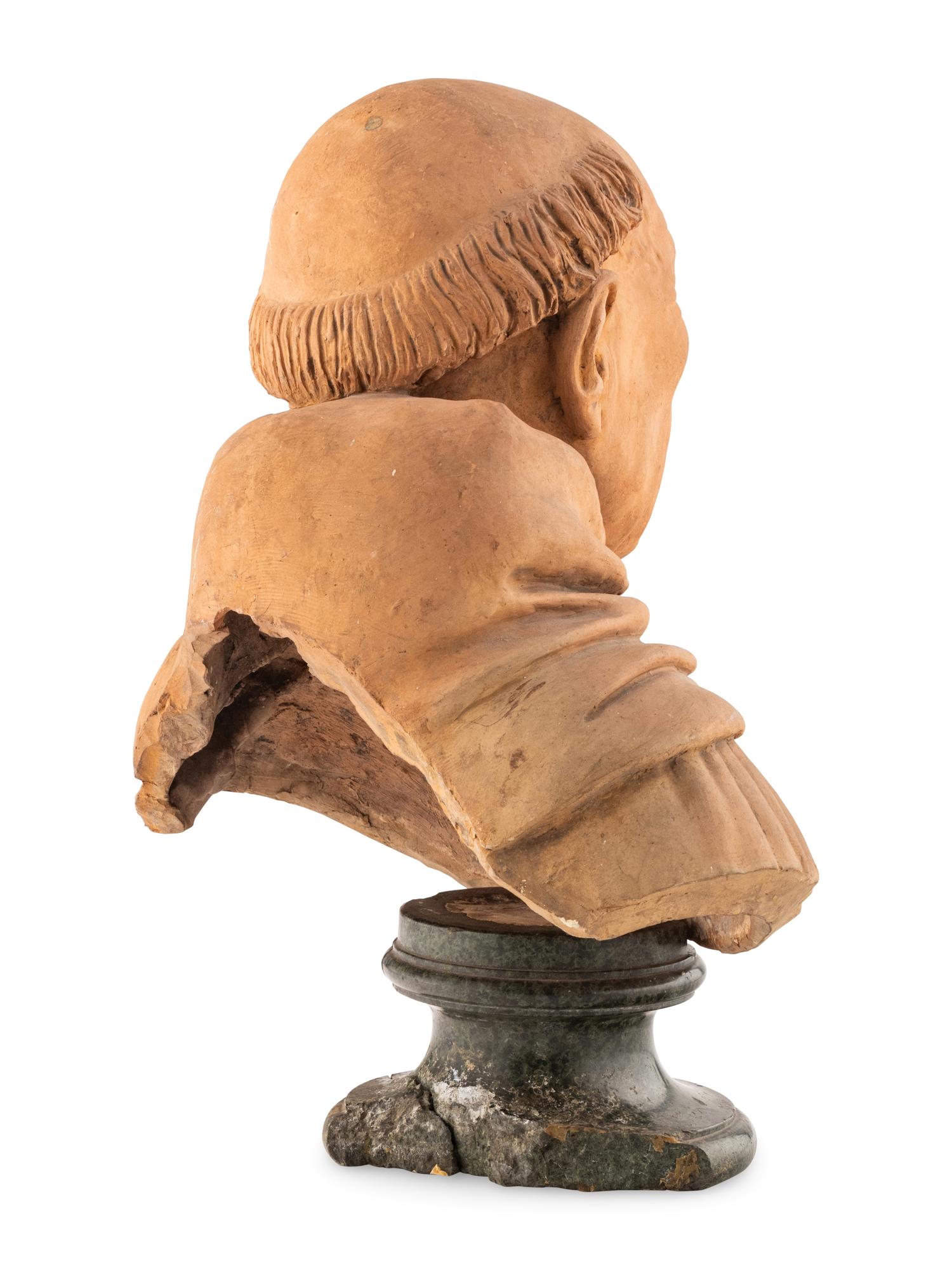 A Continental Terracotta Bust of Albertus Magnus After the Renaissance Example by Vincenzo Onofri