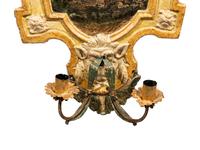 A Pair of North Italian Polychrome-Painted Two-Light Sconces
