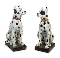 A Pair of Large Italian Glazed Terracotta Seated Dogs — 20TH CENTURY