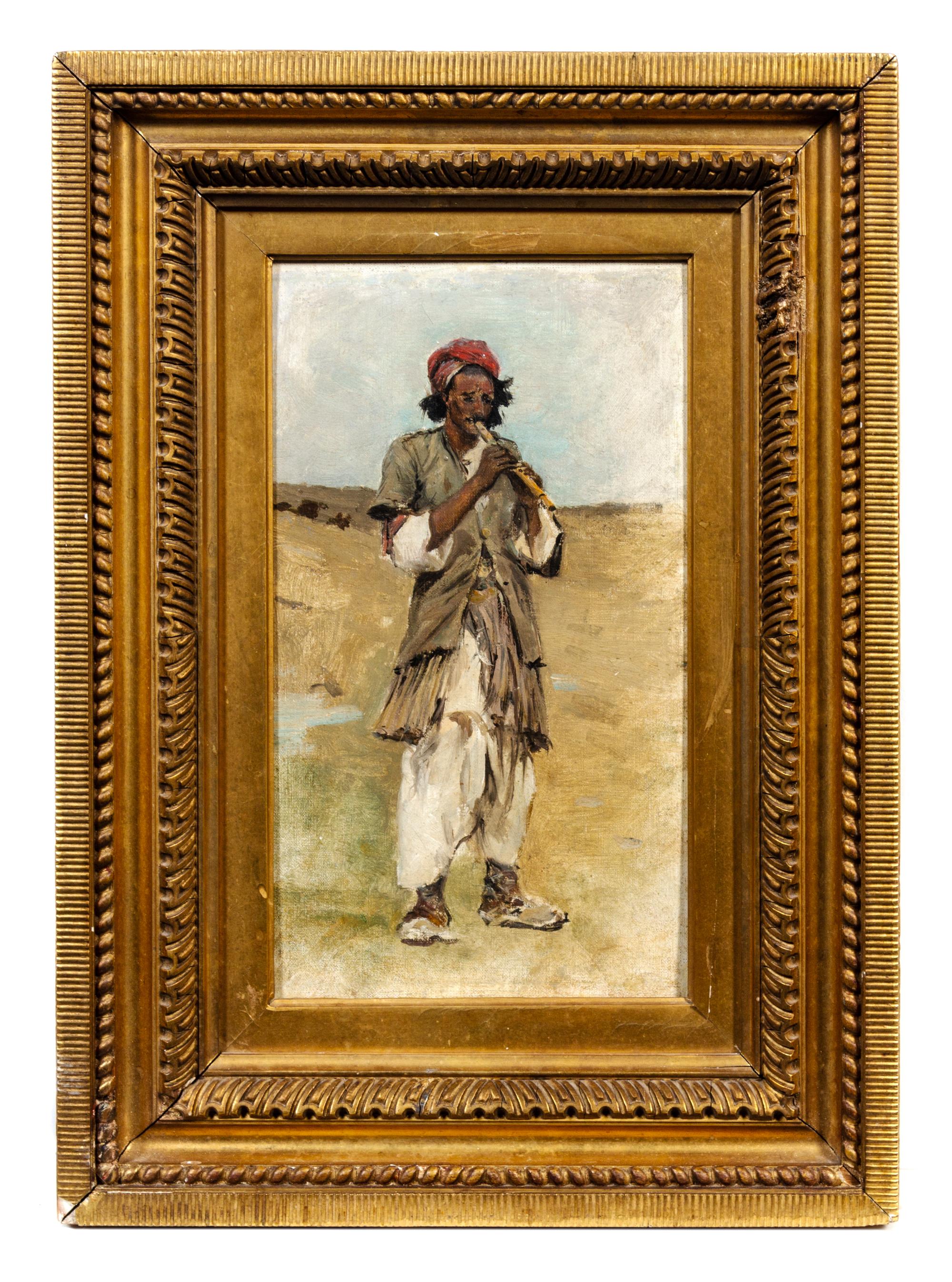 Edwin Lord Weeks, (American, 1849-1903), An Indian Shepherd Playing on a Flute