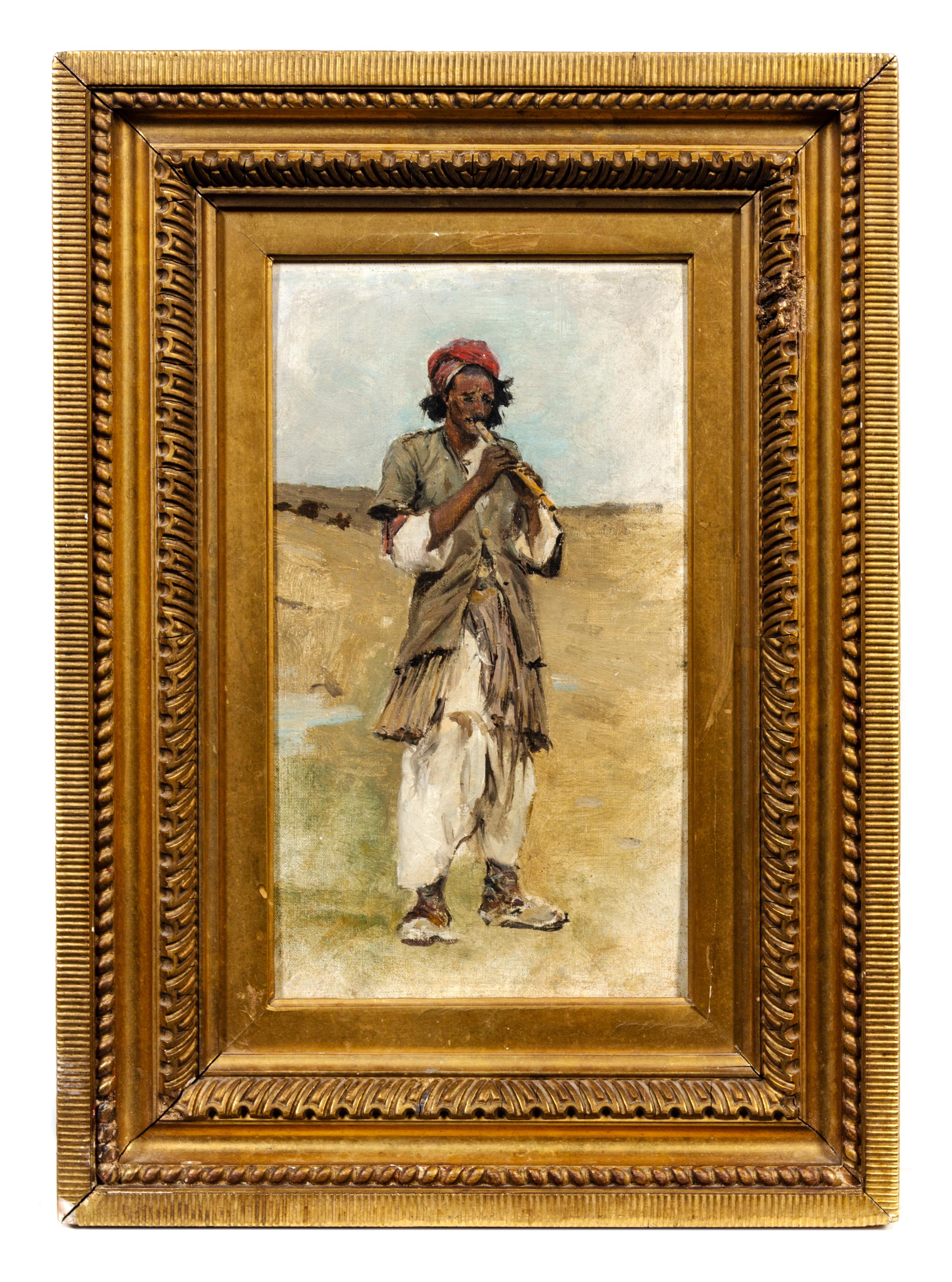 Edwin Lord Weeks, (American, 1849-1903), An Indian Shepherd Playing on a Flute