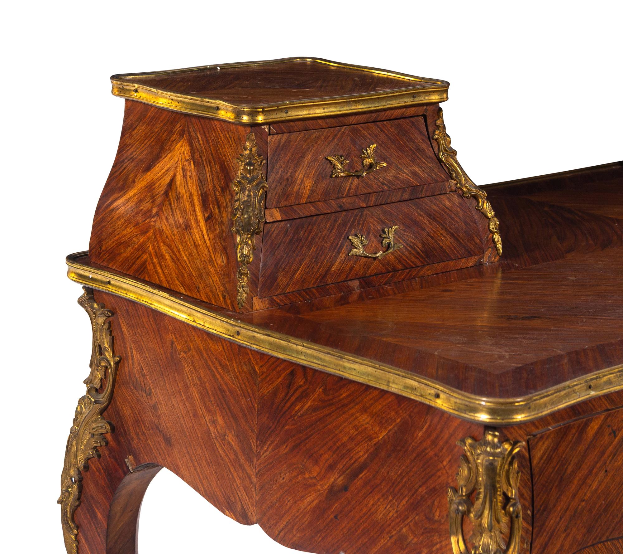 A Louis XV Style Gilt Bronze Mounted Kingwood Bureau à Gradin