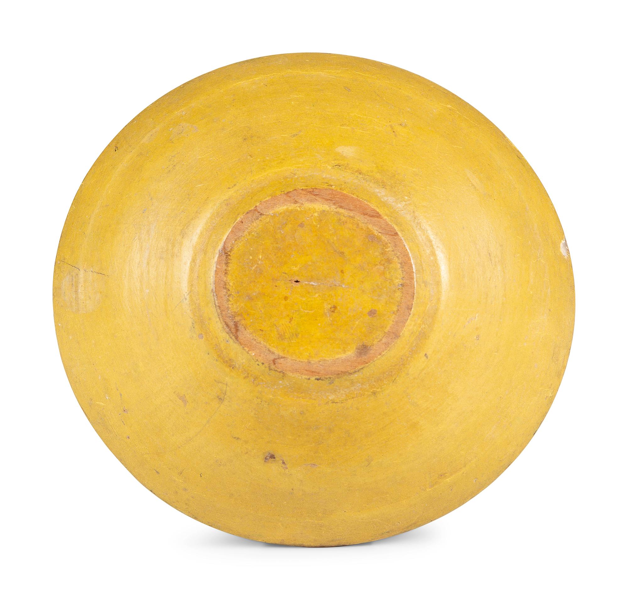 A Scarce Miniature Chromium Yellow Bowl with Green Floral Motif