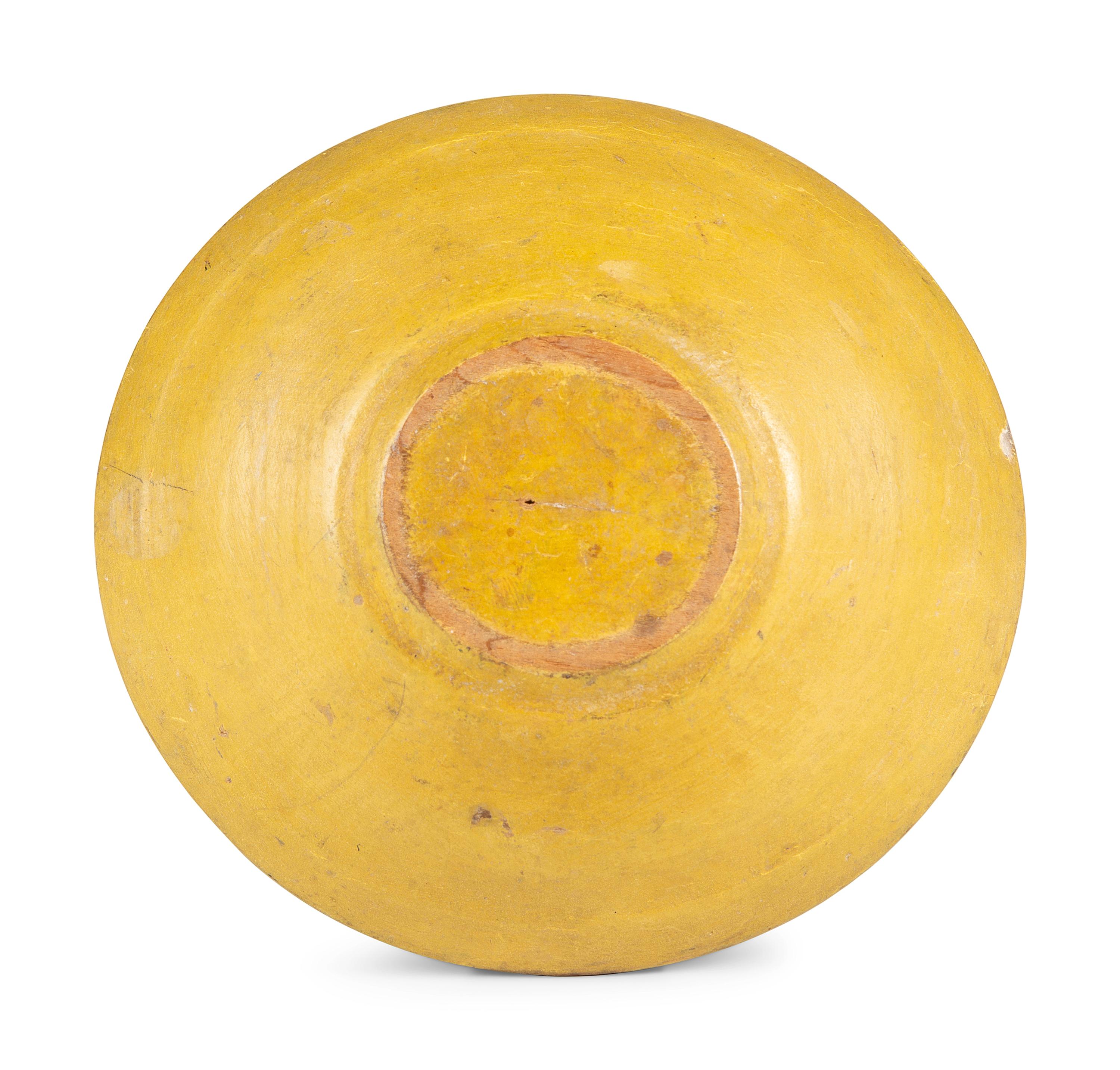 A Scarce Miniature Chromium Yellow Bowl with Green Floral Motif