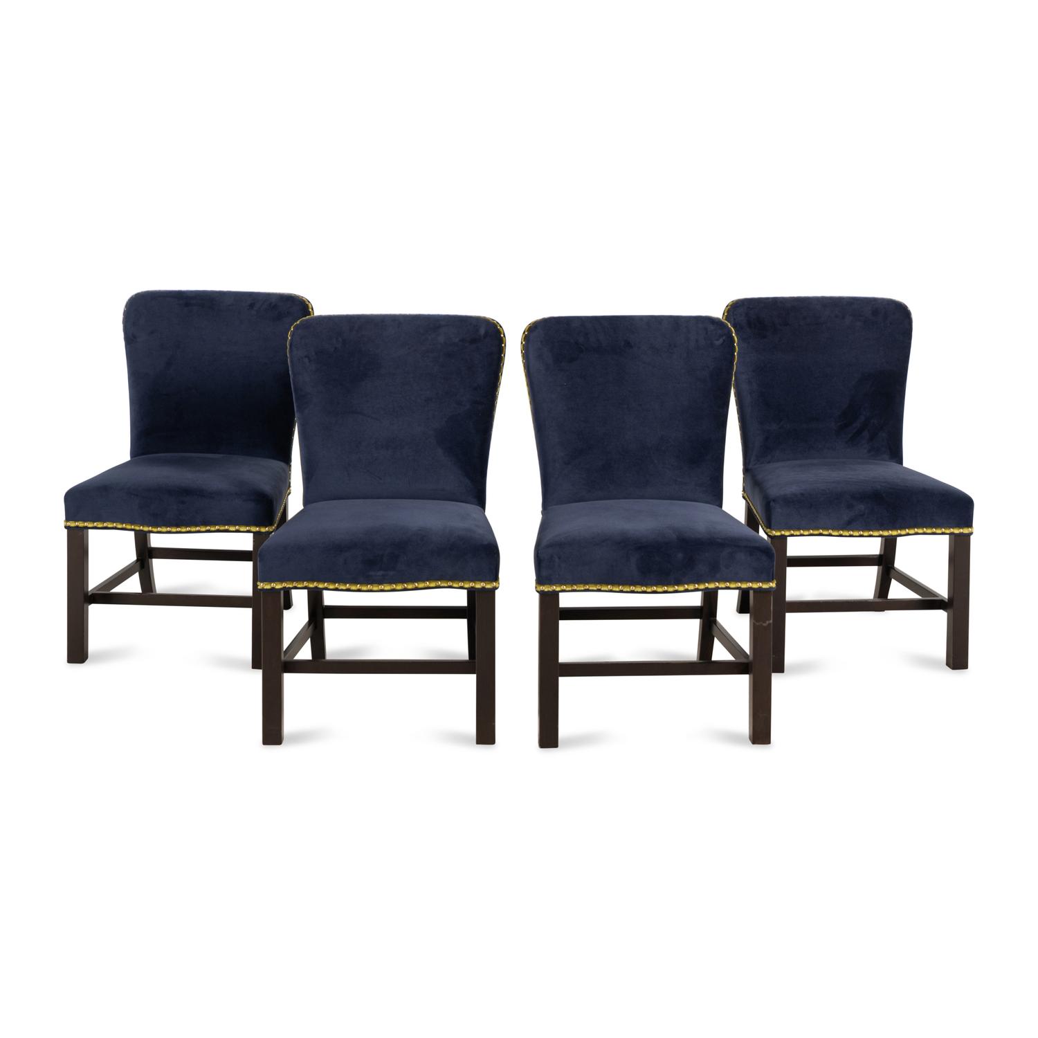 A Set of Four Custom Upholstered Dining Chairs