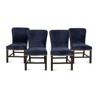A Set of Four Custom Upholstered Dining Chairs