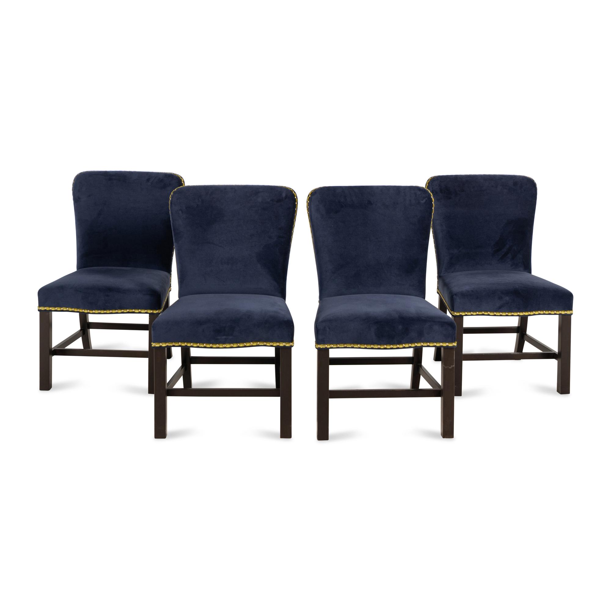 A Set of Four Custom Upholstered Dining Chairs
