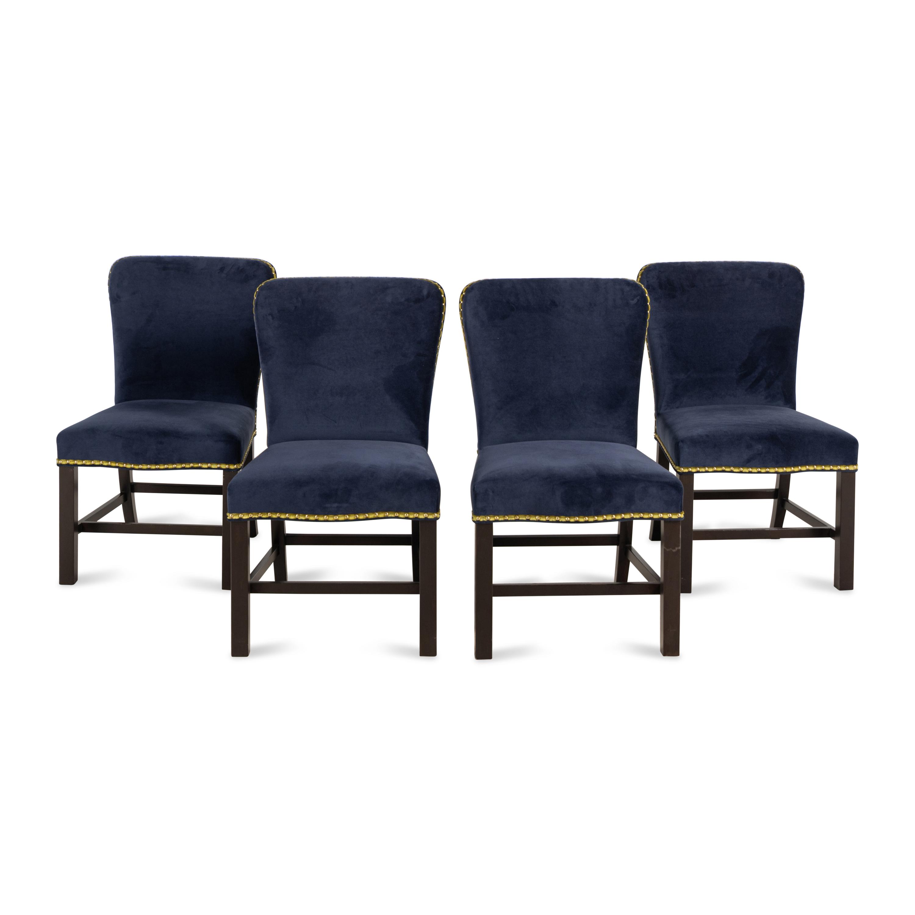A Set of Four Custom Upholstered Dining Chairs