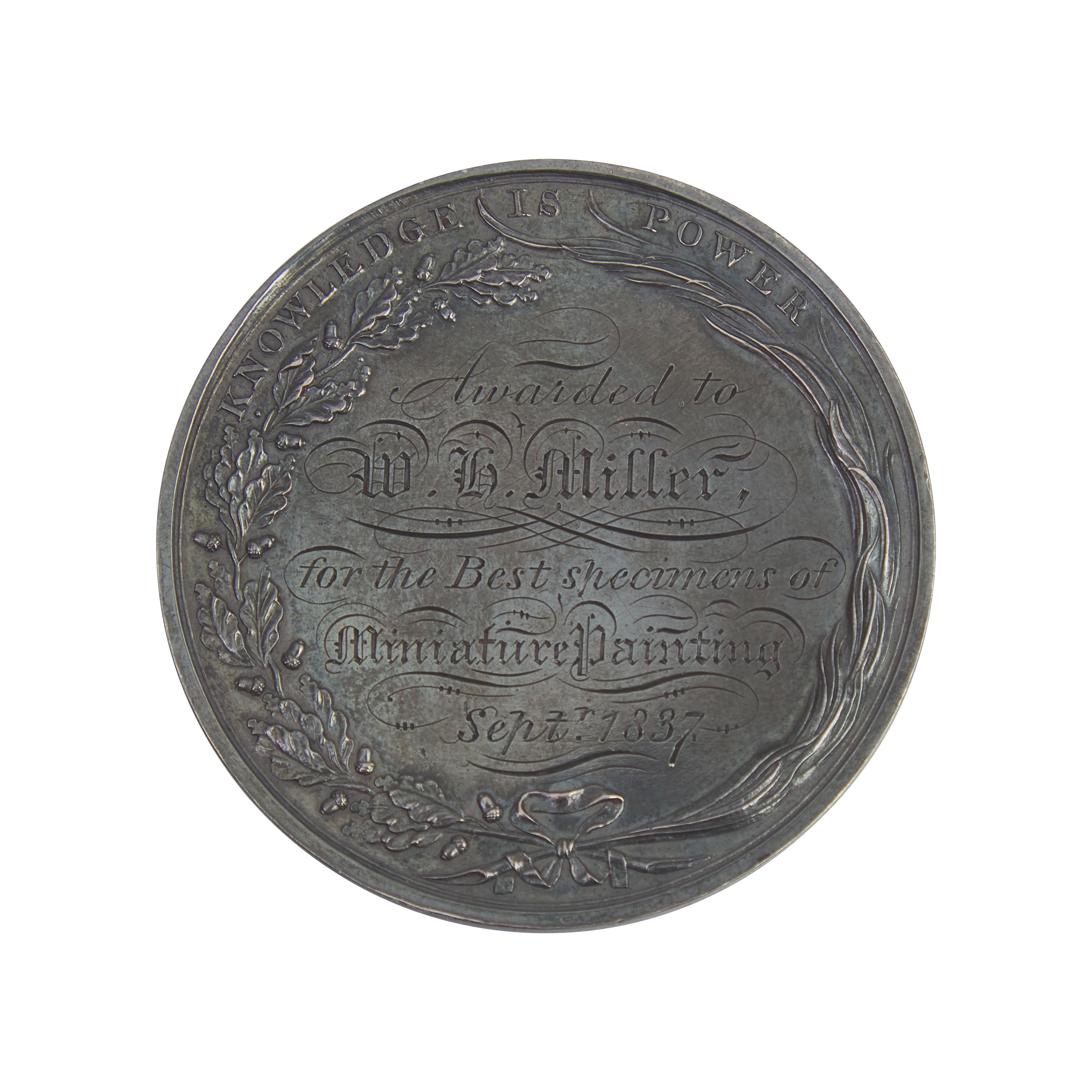 William H. Miller (active 1836-1860) — Rare Archive of Thirty-Five Portrait Miniatures Together with Silver Presentation Medallion, Circa 1840