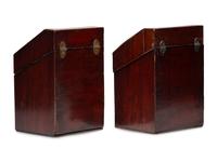 A Pair of Georgian Mahogany and Checkered Inlay Knife Boxes