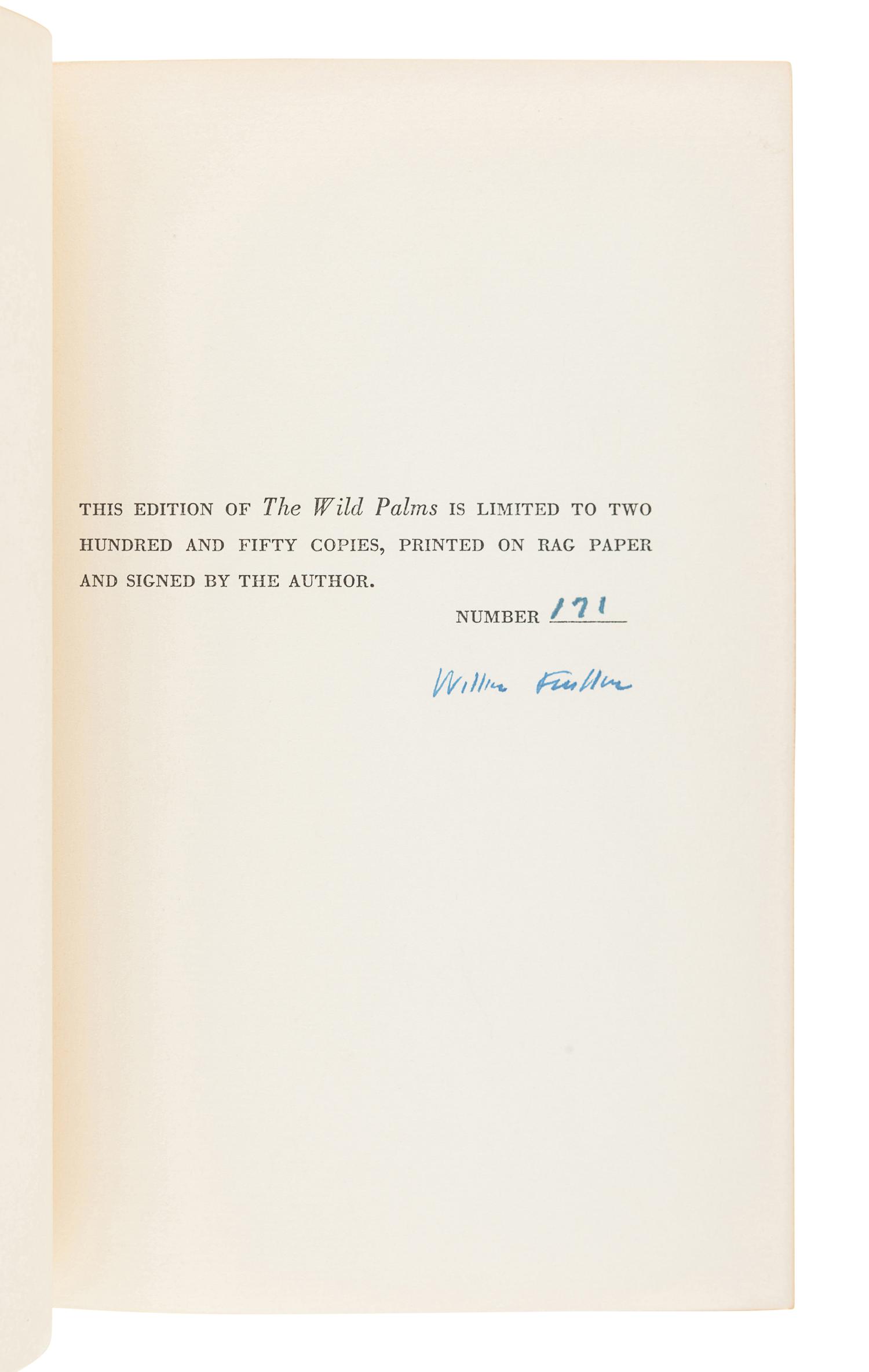 FAULKNER, William (1897-1962). The Wild Palms. New York: Random House, 1939.