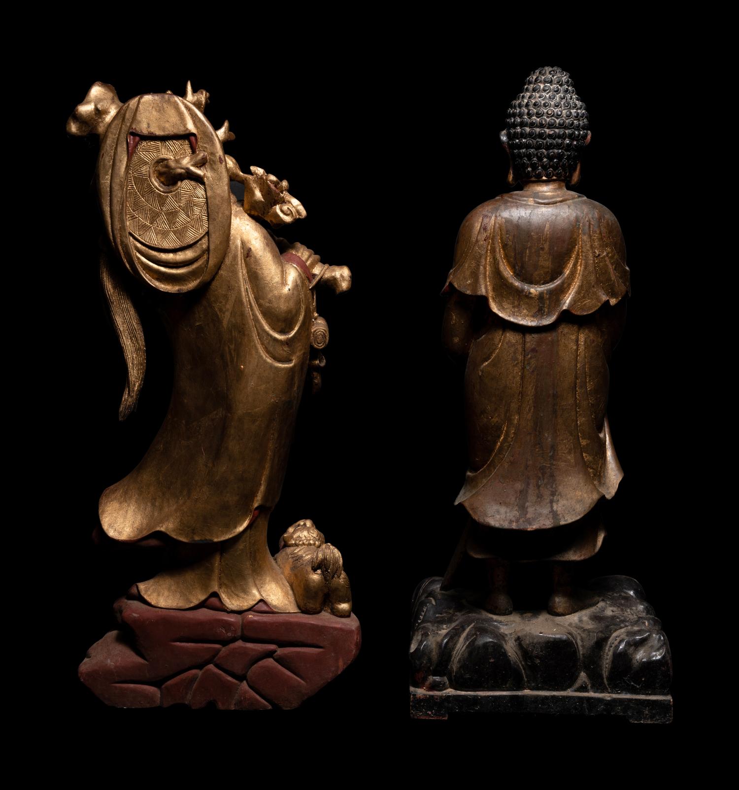 Two Chinese Gilt Wood Figures