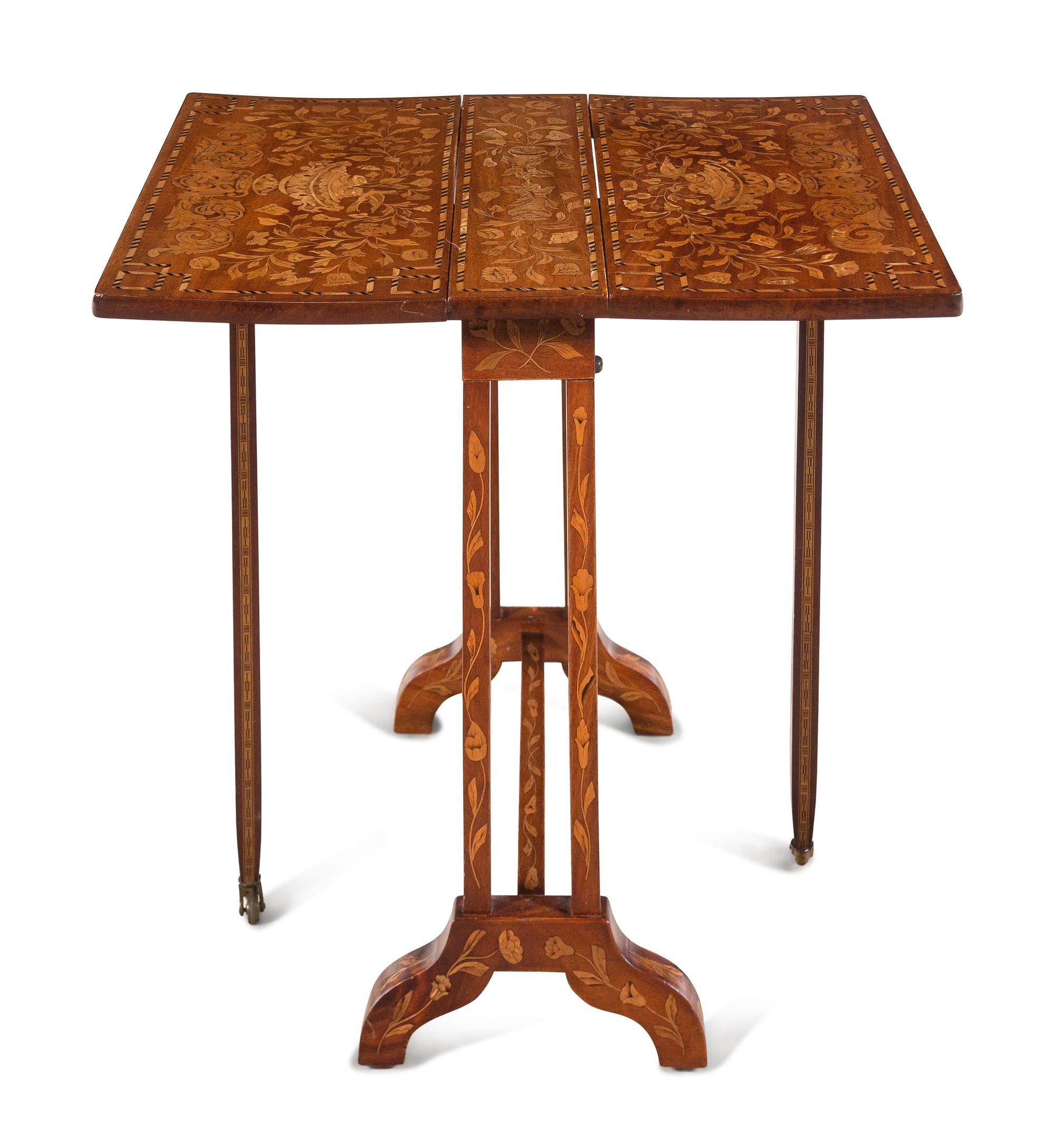 A Dutch Marquetry Drop-Leaf Table