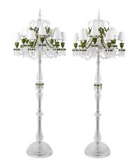 A Pair of Baccarat Zénith Cut Glass Twelve-Light Torchères