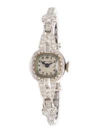 WALTHAM, PLATINUM AND DIAMOND WATCH