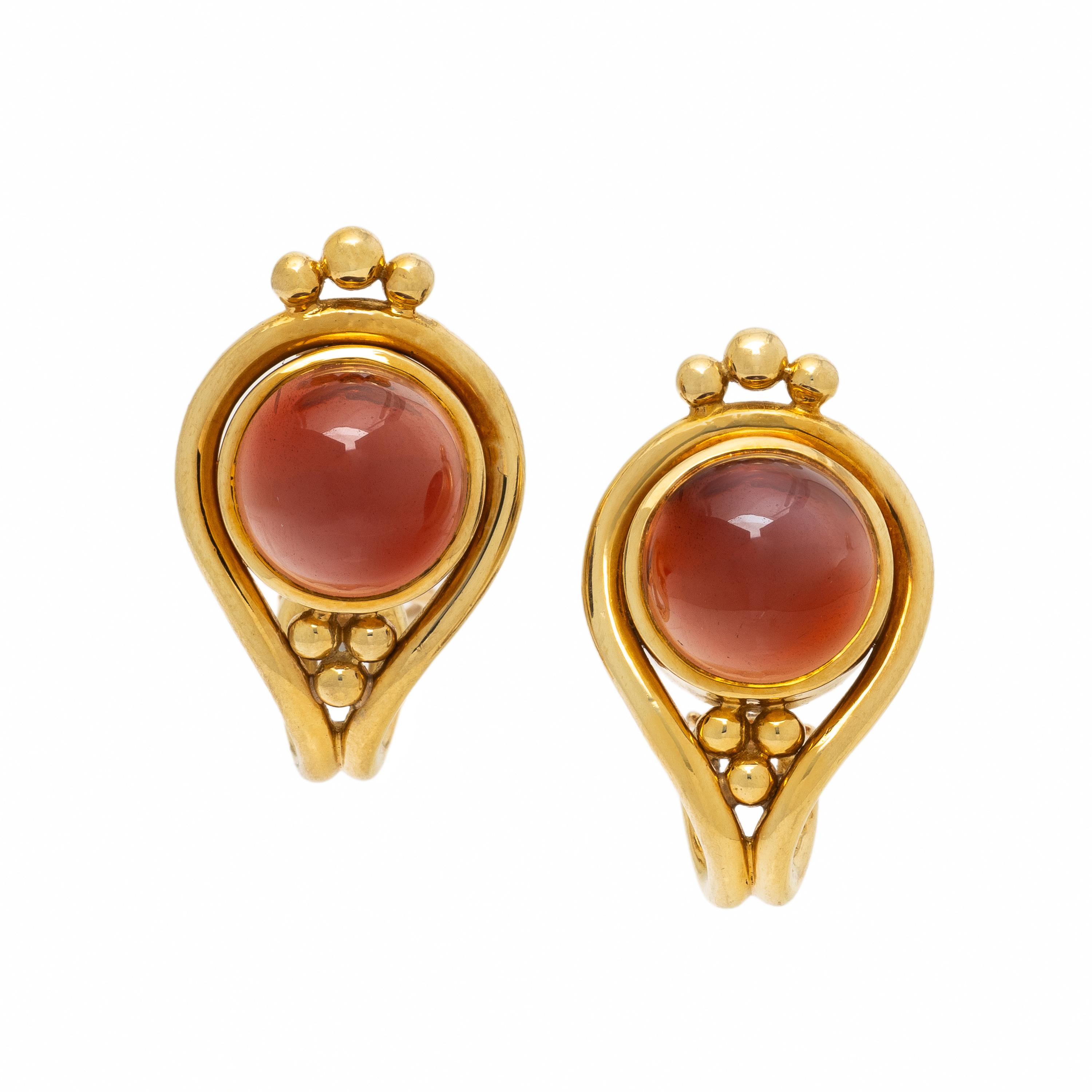 Helen Woodhull, Garnet and Yellow Gold Earrings