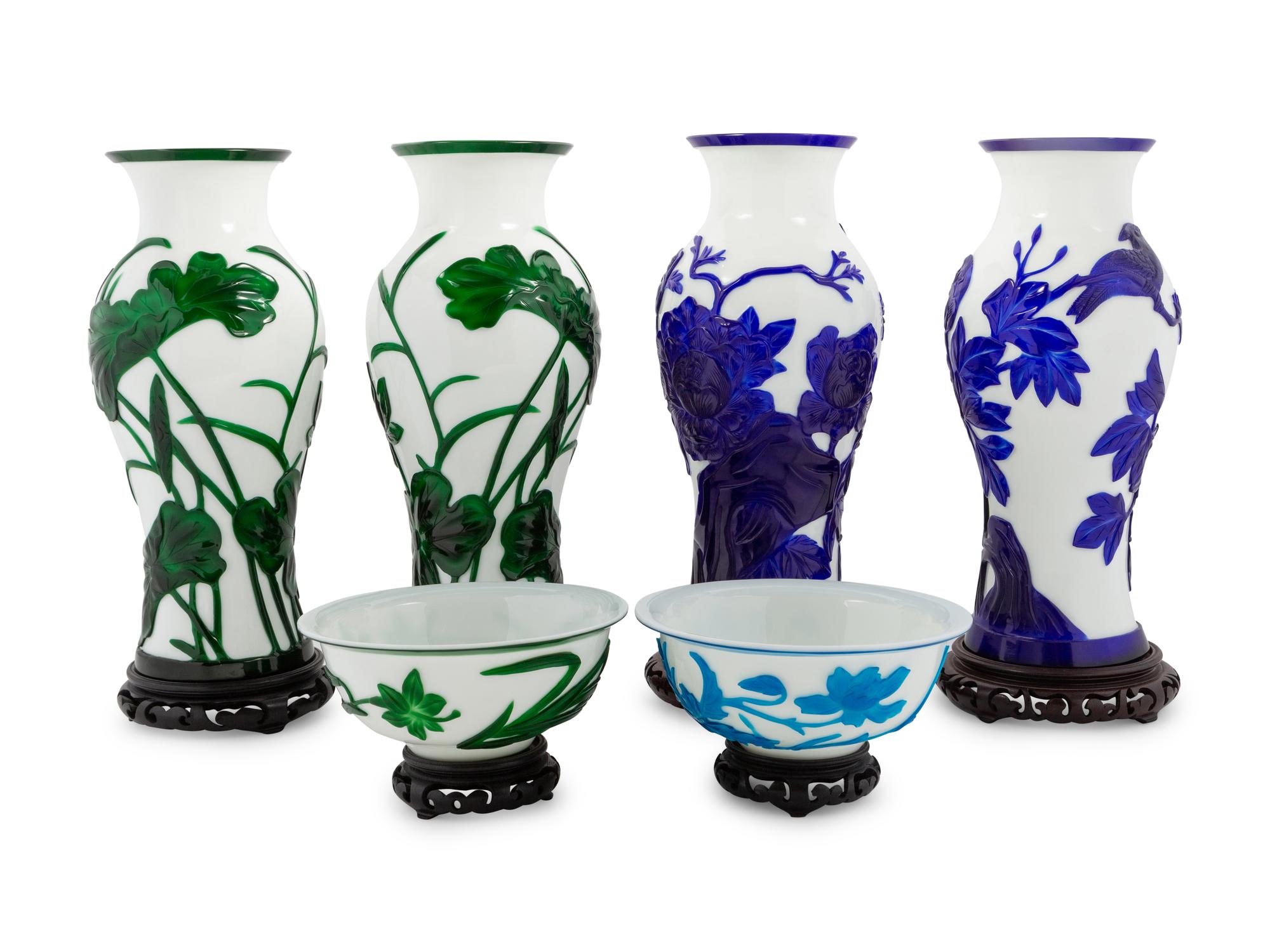 A Group of Six Chinese Peking Glass Wares