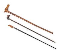 Three Continental Carved Wood Figural Canes