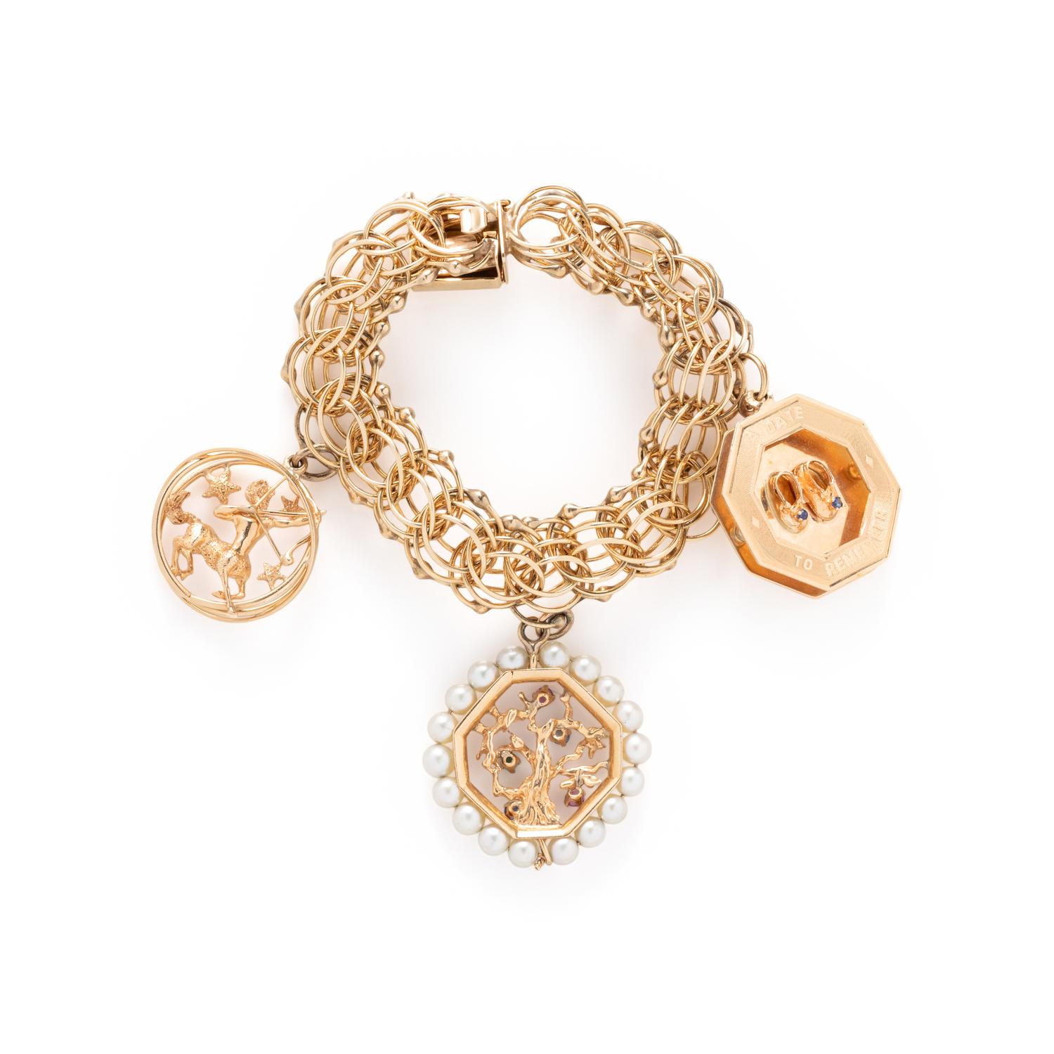 YELLOW GOLD CHARM BRACELET