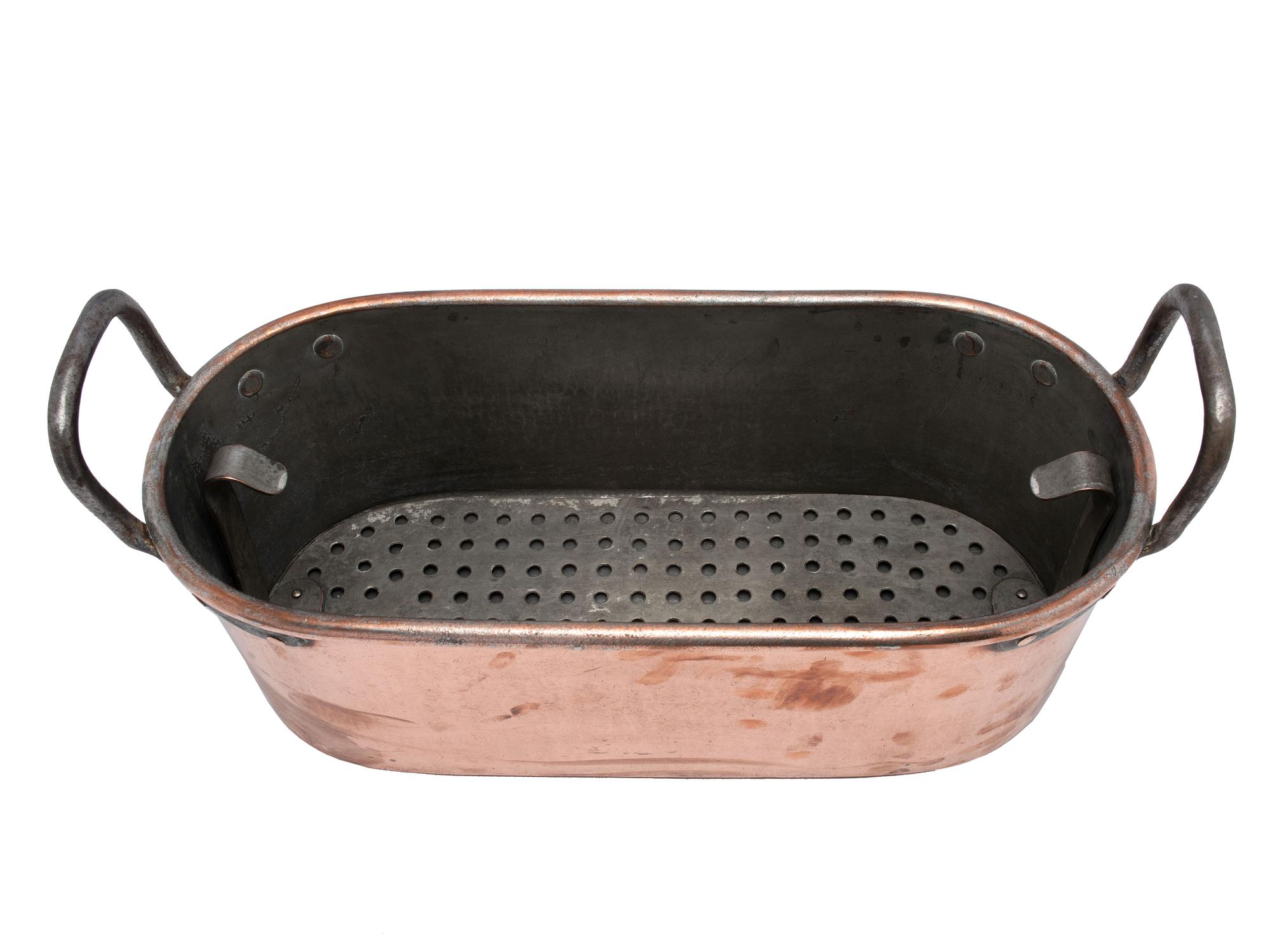 An American Copper Fish Poacher with Cover and Inside Tray