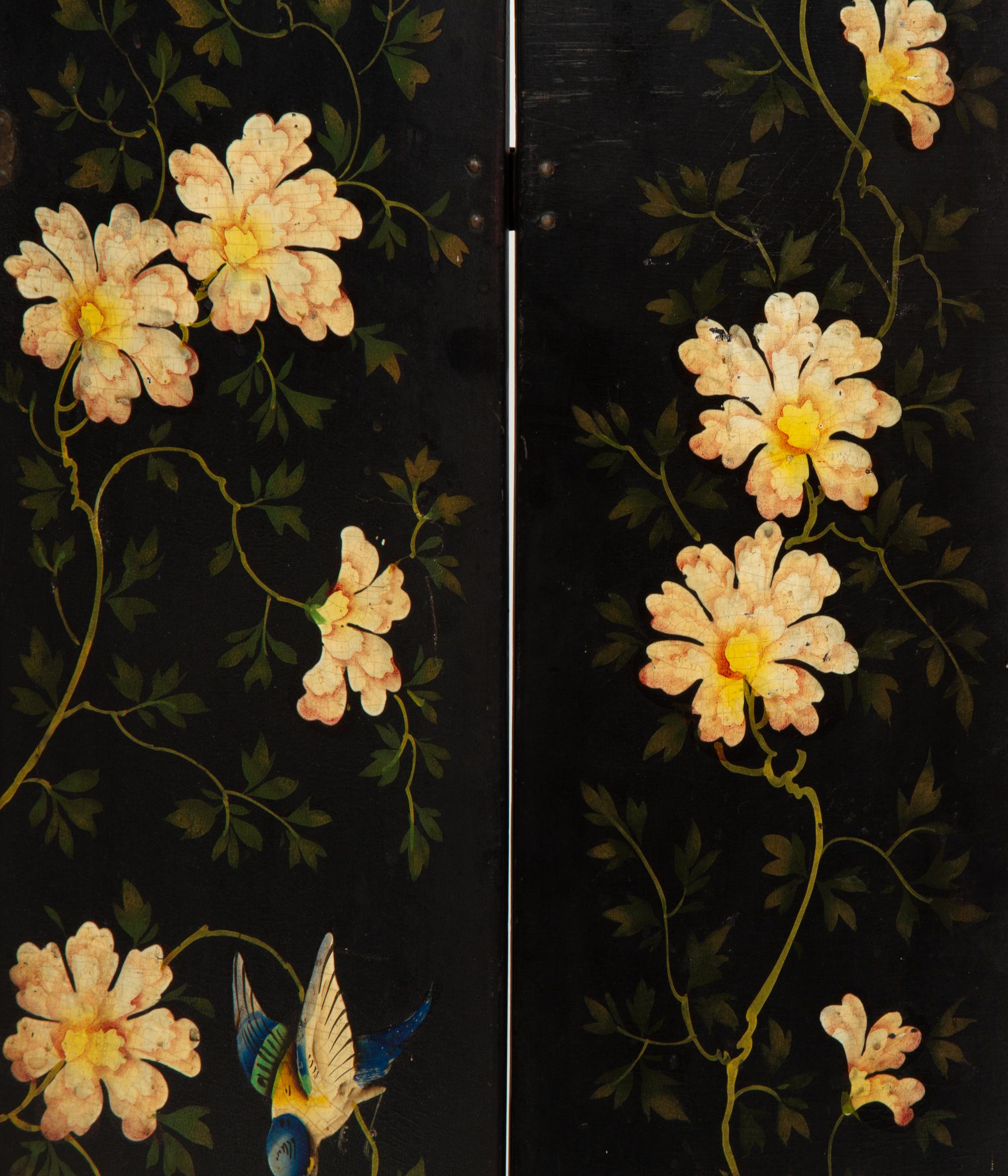 A Victorian Painted Four-Panel Table or Fireplace Screen