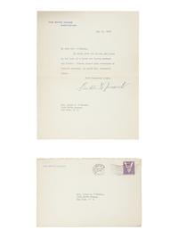 WILSON, Woodrow (1856-1924). Two autograph letters signed, as President, to Senator James A. O'Gorman, 20 April and 5 May 1913, regarding the appointment of the Collector of the Port of New York, comprising: